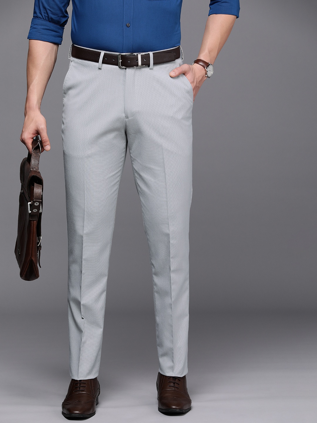 

Theme Smart Slim Fit Formal Trousers, Grey
