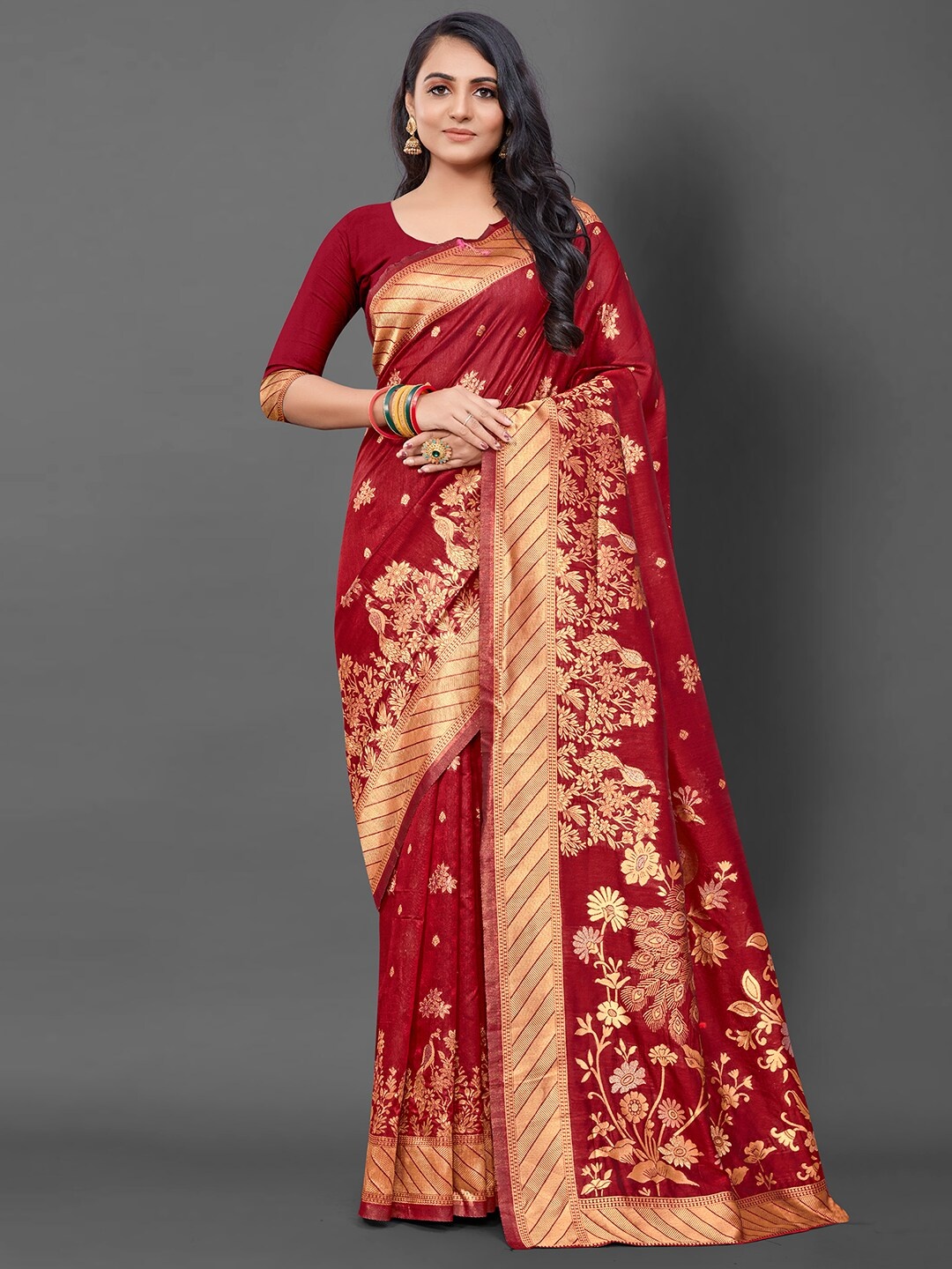 

Mitera Ethnic Motifs Woven Design Banarasi Saree, Maroon