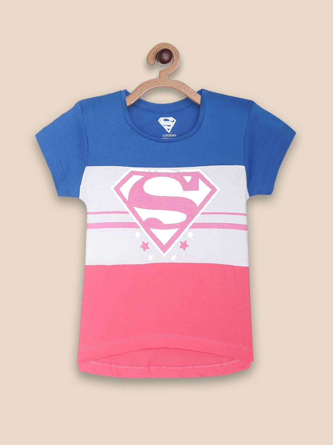 

Kids Ville Girls Supergirl Printed Cotton T-Shirt, Pink