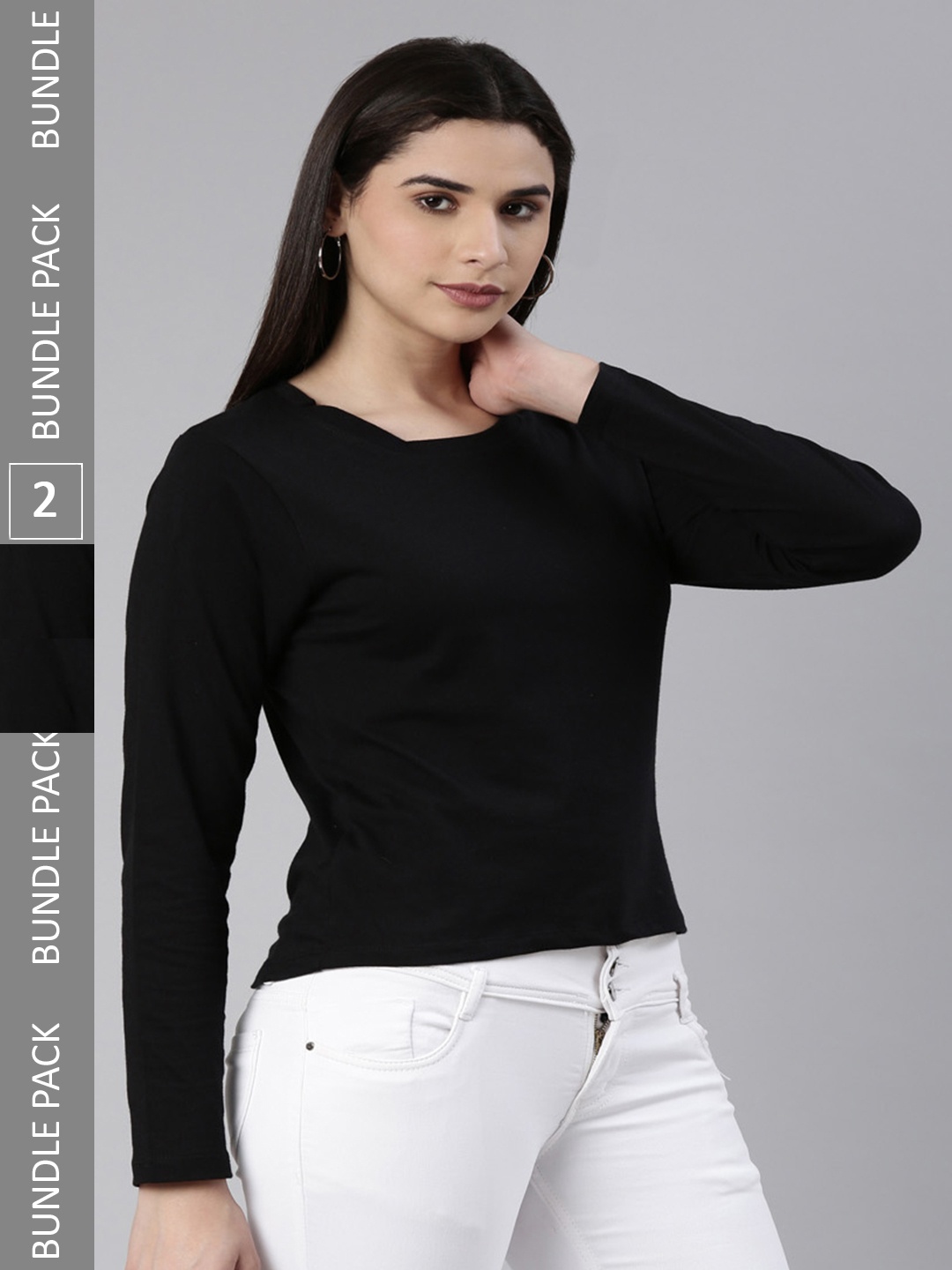 

Kryptic Pack Of 2 Round Neck Cotton Slim Fit T-shirt, Black