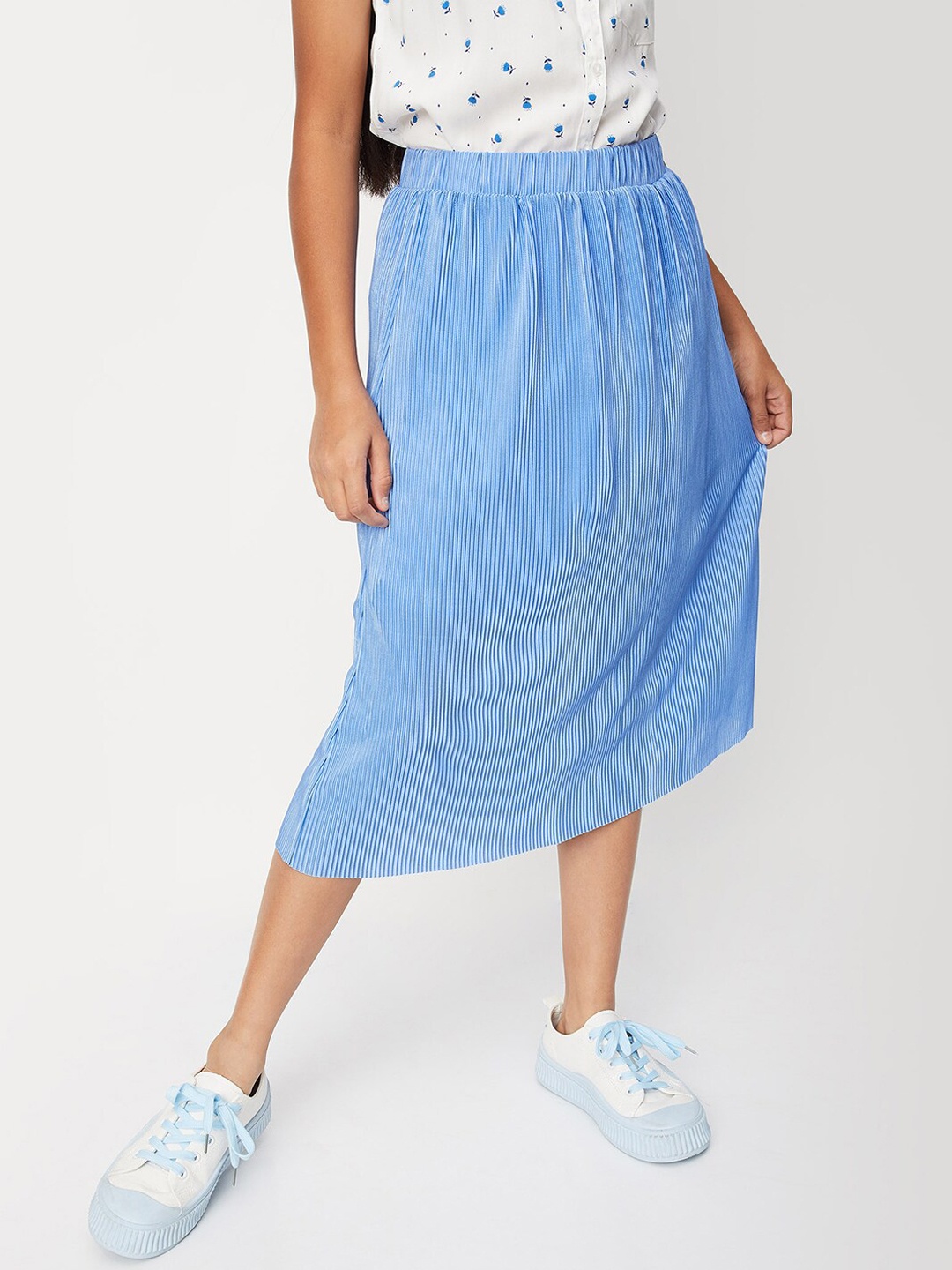 

max Girls Slip-On Midi Flared Skirt, Blue