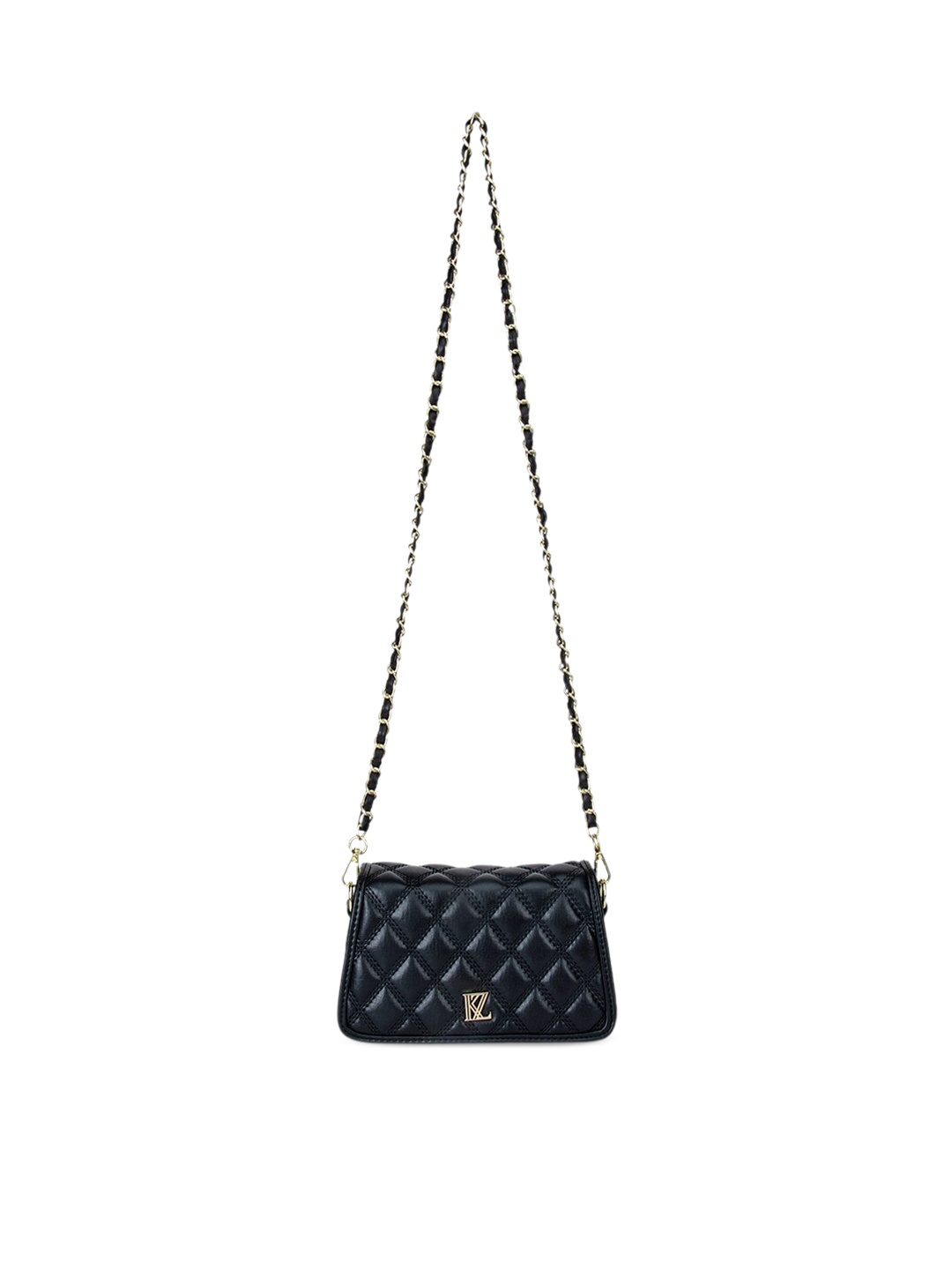 

Kazo Quilted Sling Bag With Snap Closure, Black