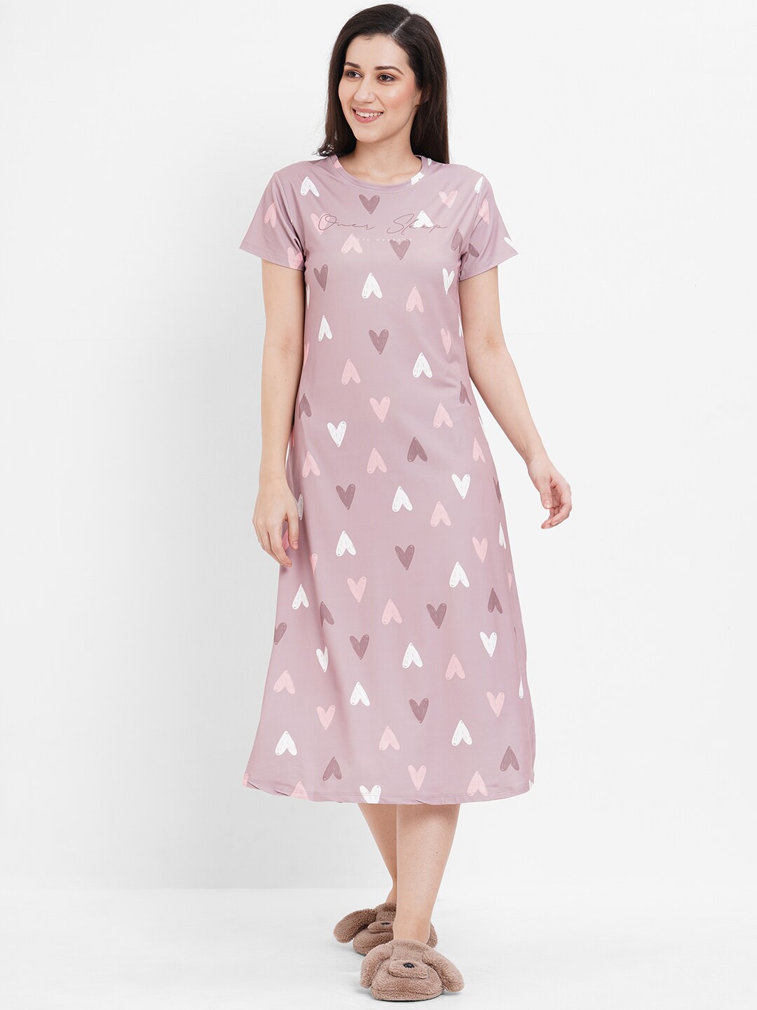 

Sweet Dreams Conversational Printed Nightdress, Pink