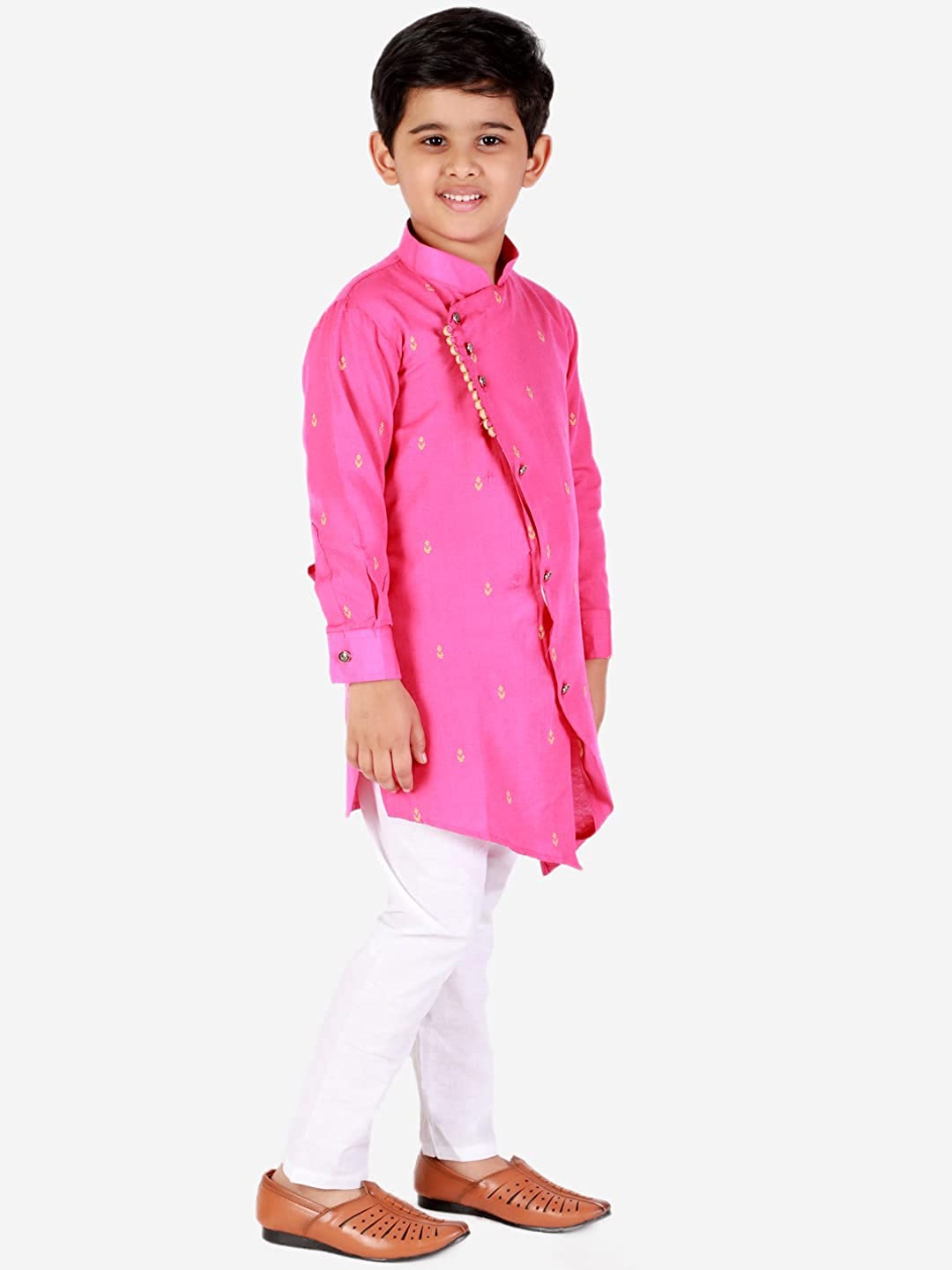 

Pro-Ethic STYLE DEVELOPER Boys Ethnic Motifs Printed Kurta with Pyjamas, Pink