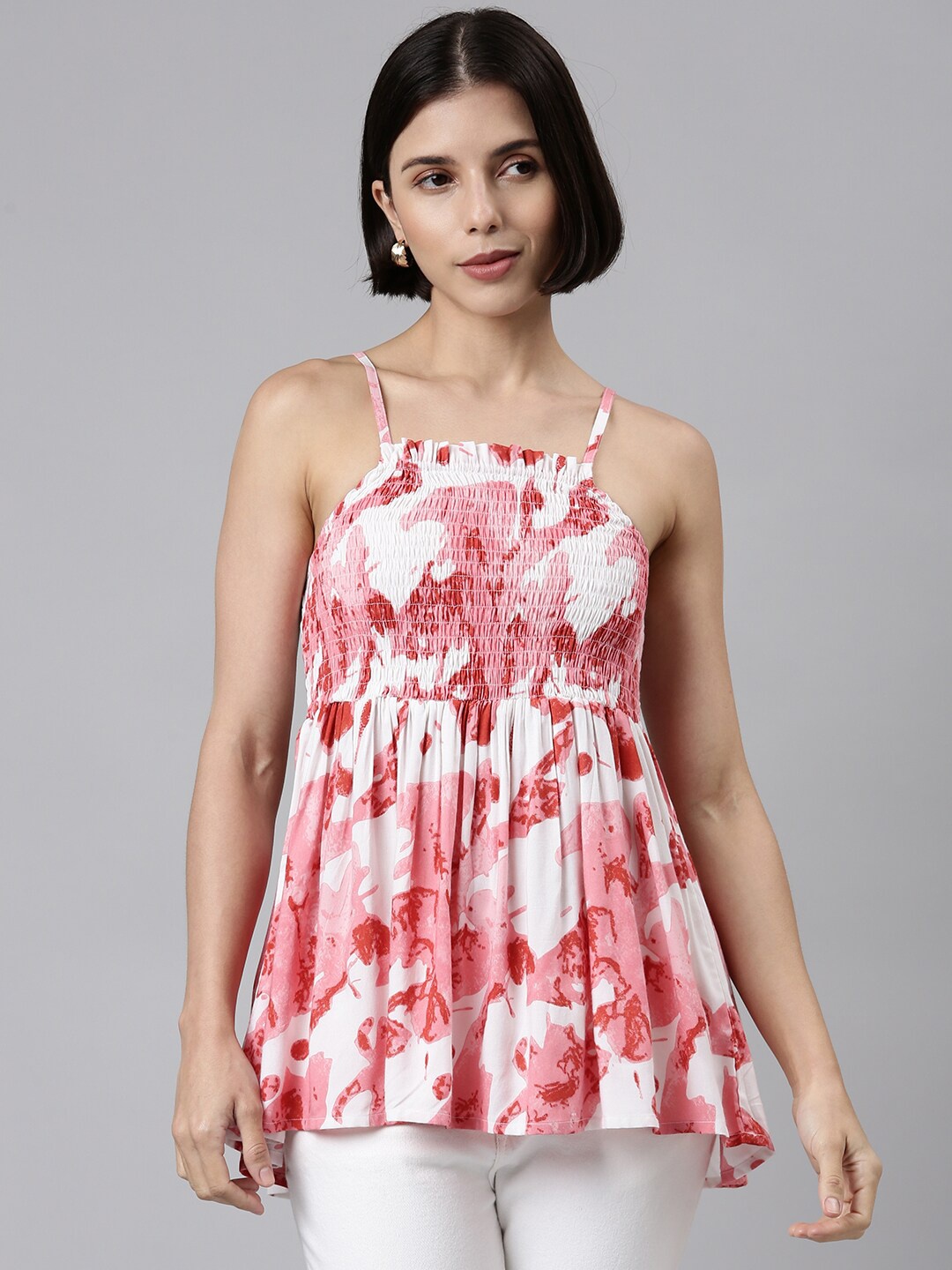 

HERE&NOW Red Embellished Print Top