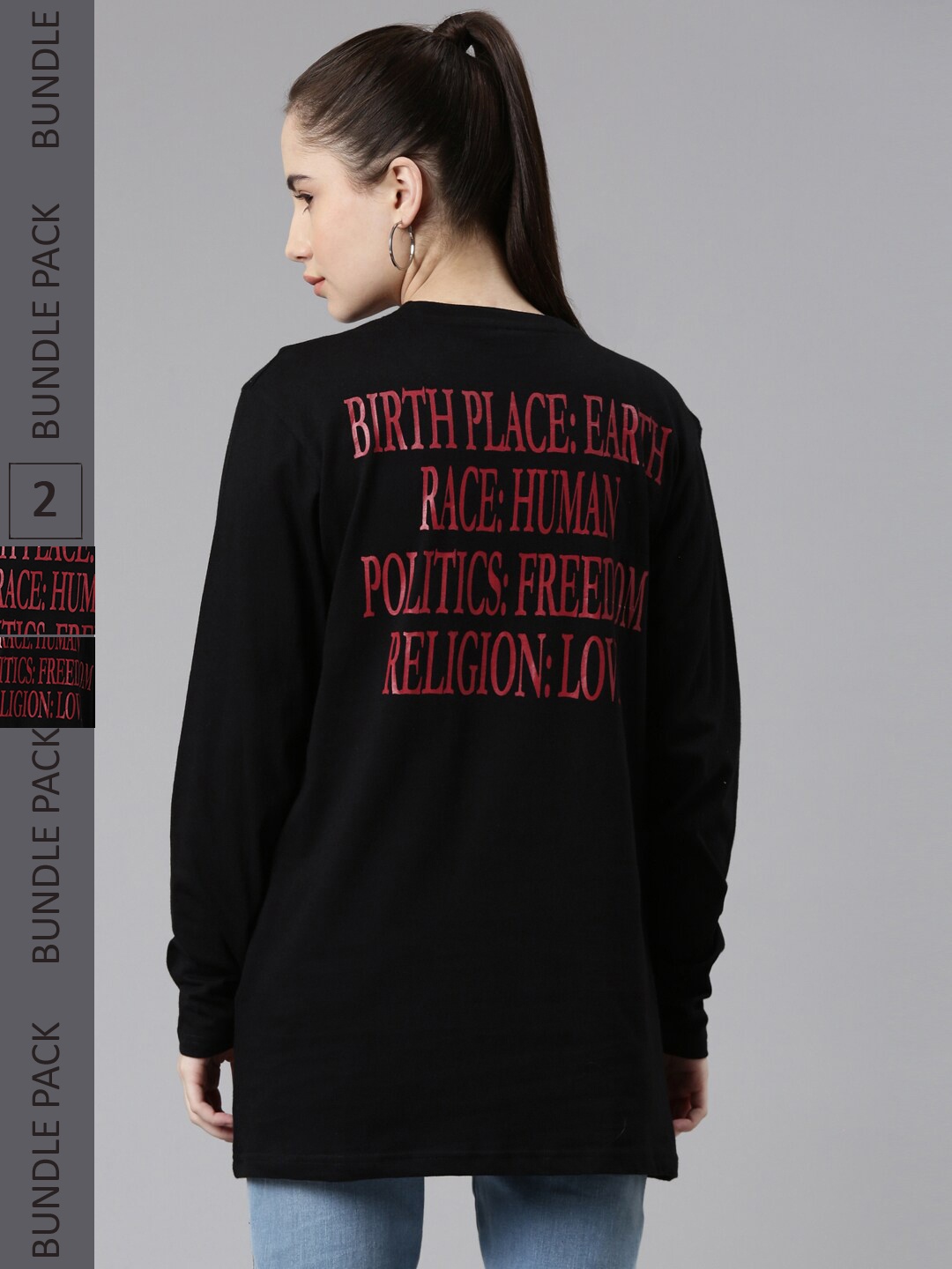 

Kryptic Pack of 2 Typography Printed Cotton T-shirts, Black