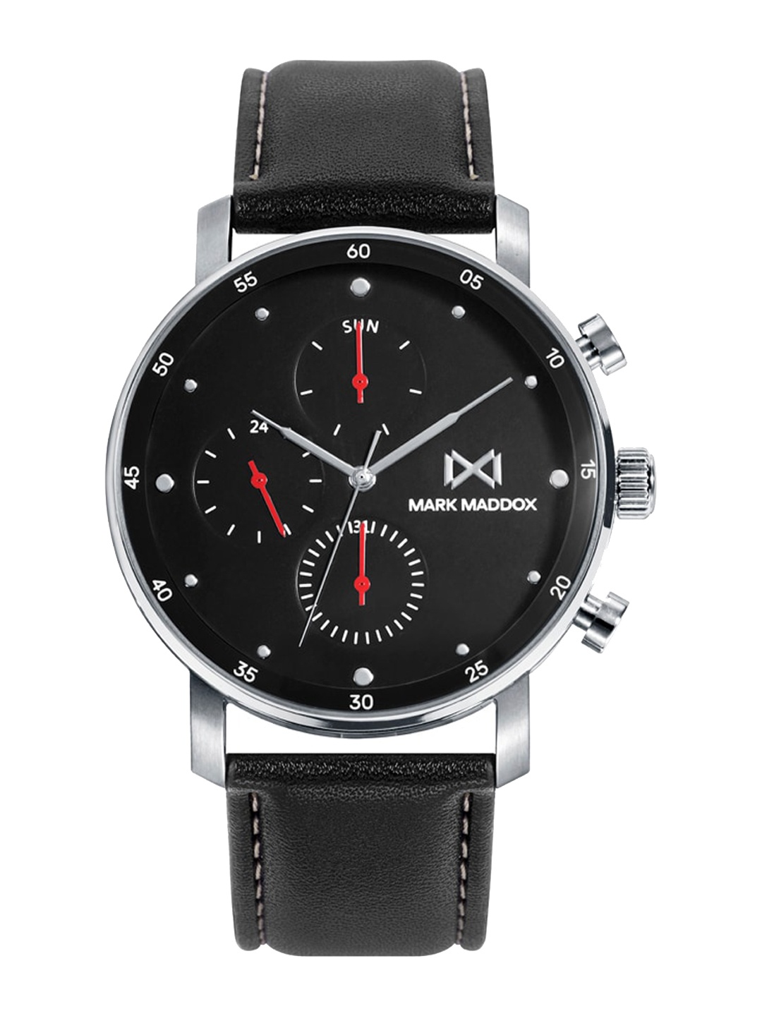 

MARK MADDOX Men Leather Straps Analogue Watch HC7147-57, Black