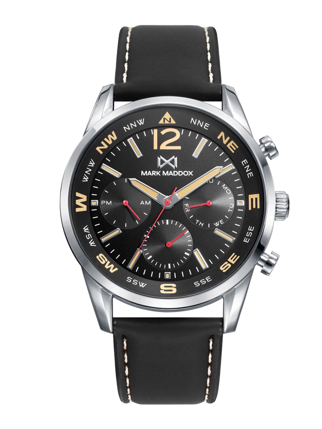 

MARK MADDOX Men Leather Straps Analogue Watch HC7144-54, Silver