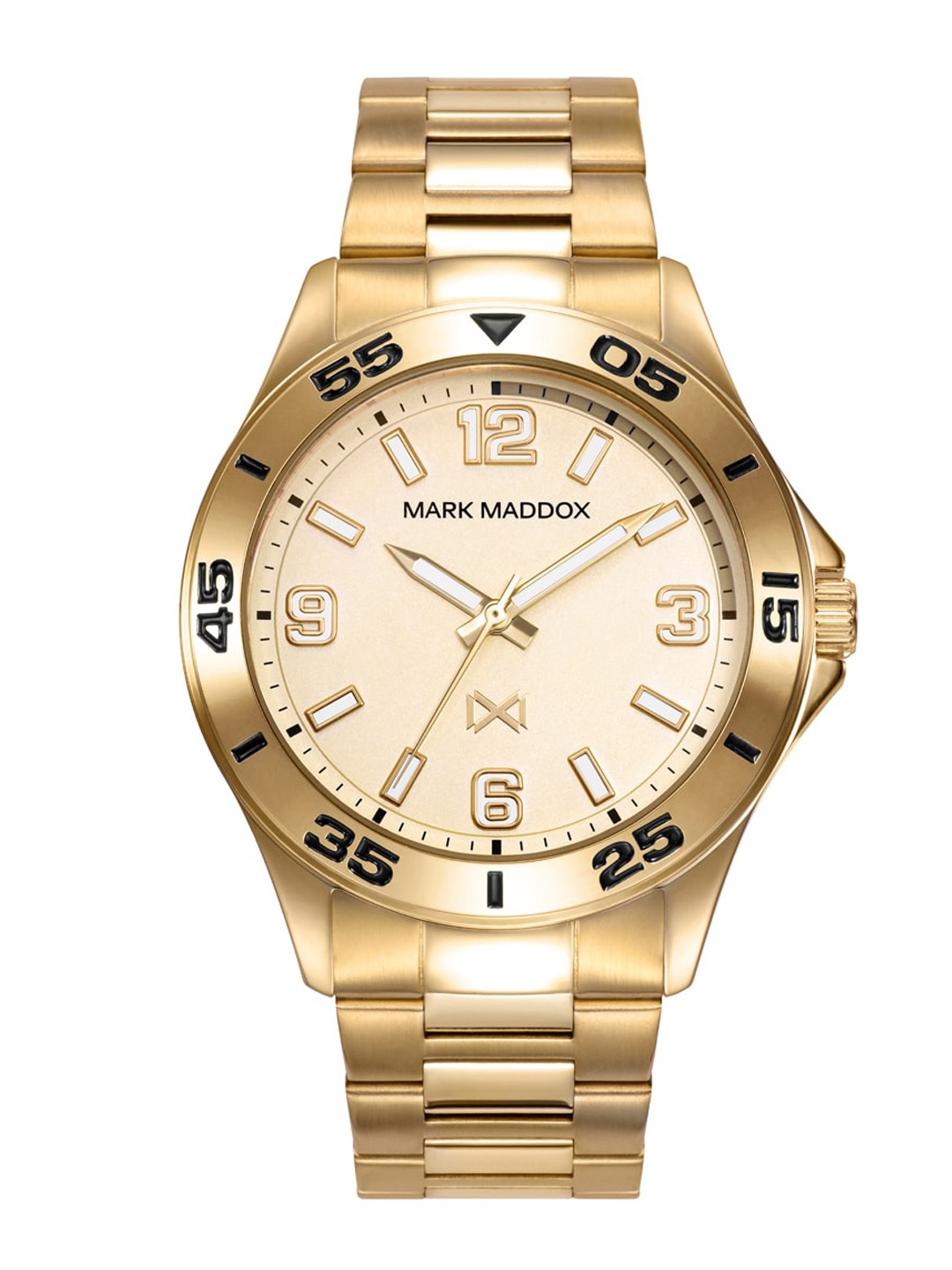 

MARK MADDOX Men Round Dial & Stainless Steel Straps Analogue Watch- HM0115-95, Gold