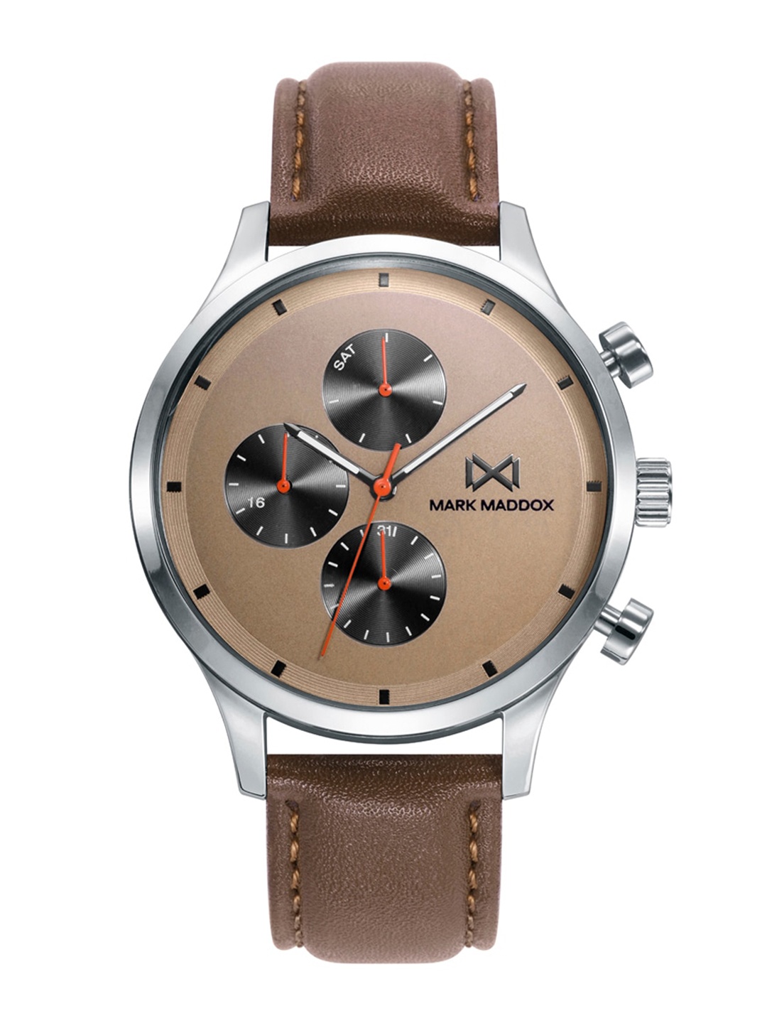 

MARK MADDOX Men Round Dial & Leather Straps Analogue Watch -HC7138-46, Brown