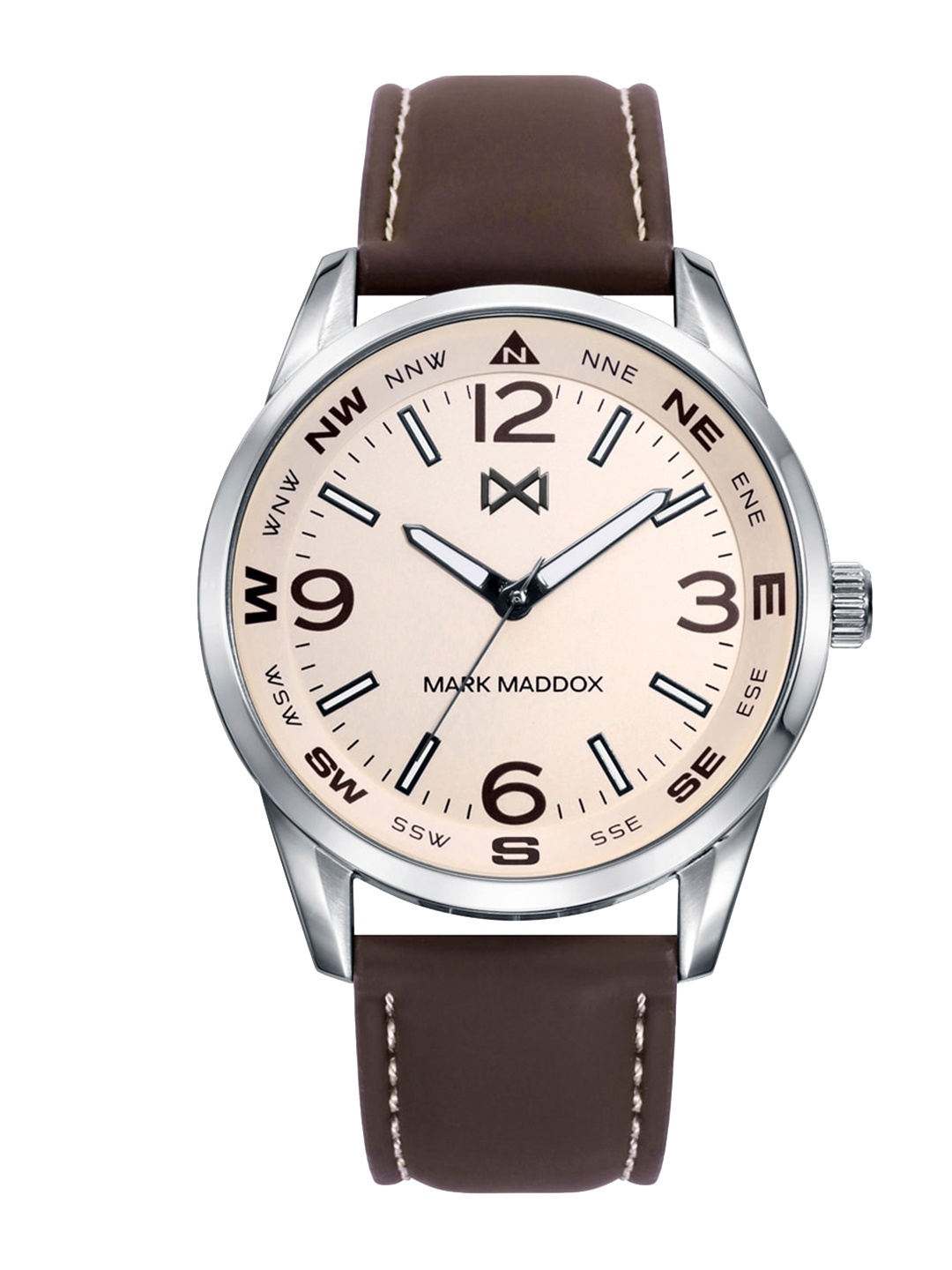 

MARK MADDOX Men Leather Straps Analogue Watch, Cream