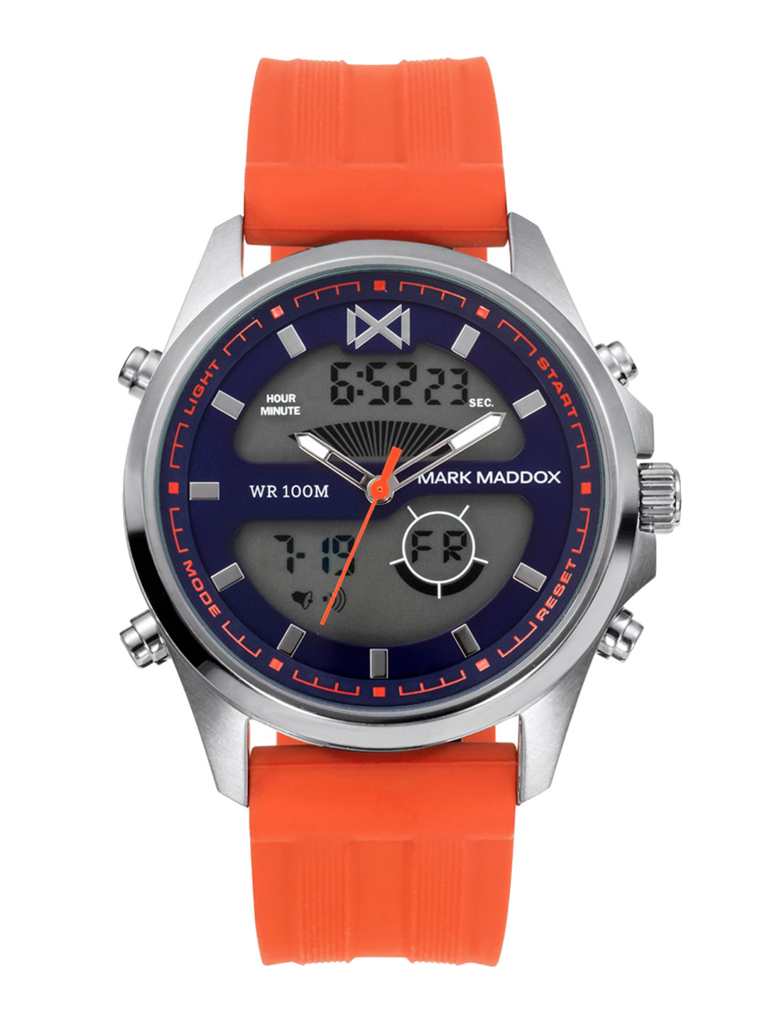 

MARK MADDOX Men Round Dial & Leather Straps Analogue and Digital Watch- HC0110-36, Orange