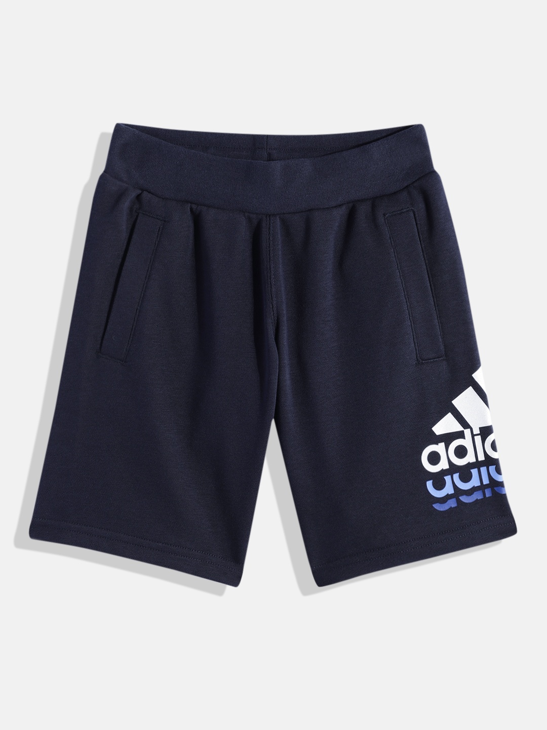 

ADIDAS Boys Brand Logo Printed Detail LB BOS Sports Shorts, Navy blue