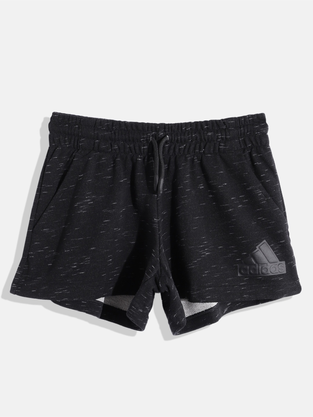 

ADIDAS Girls Brand Logo Print Detail Mid-Rise G FI BL SHO Regular Shorts, Black