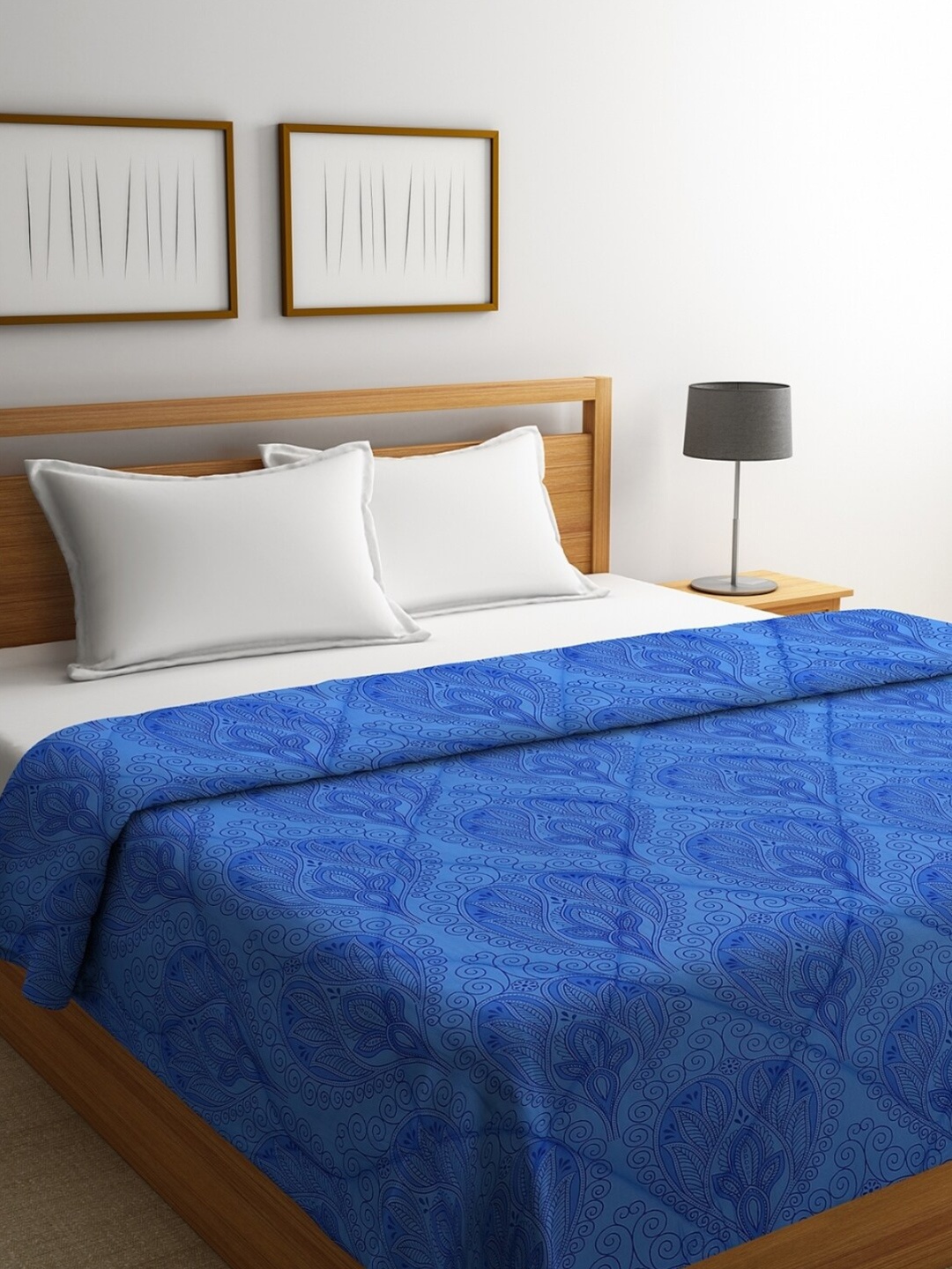 

ROMEE Blue Floral AC Room 150 GSM Double Bed Blanket