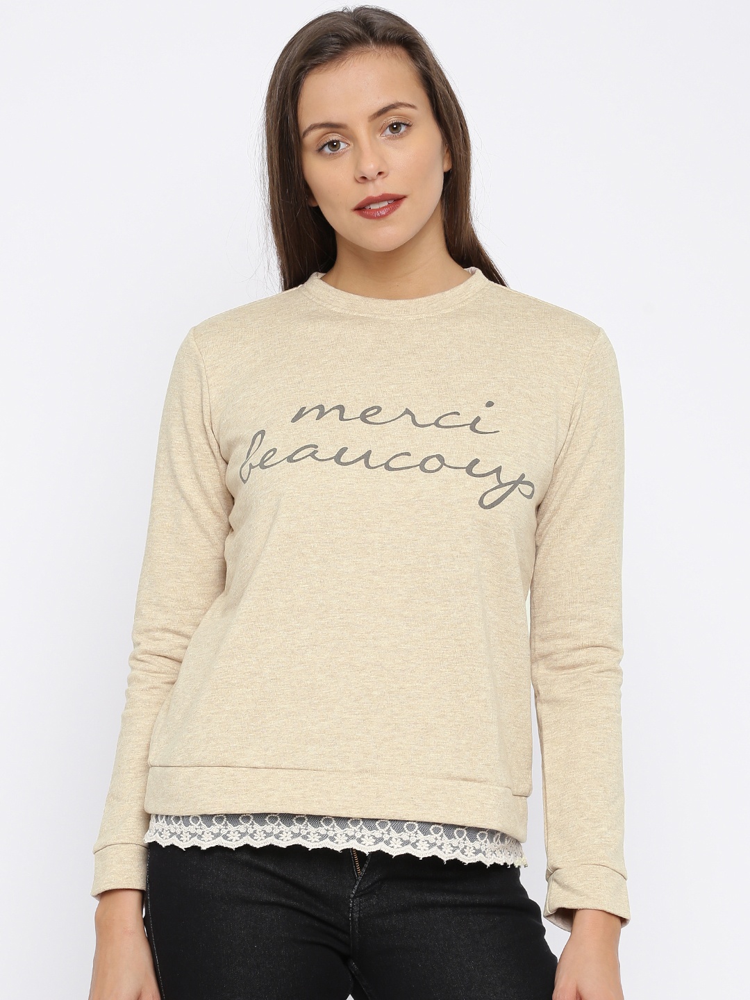

Honey by Pantaloons Women Beige Printed Sweatshirt