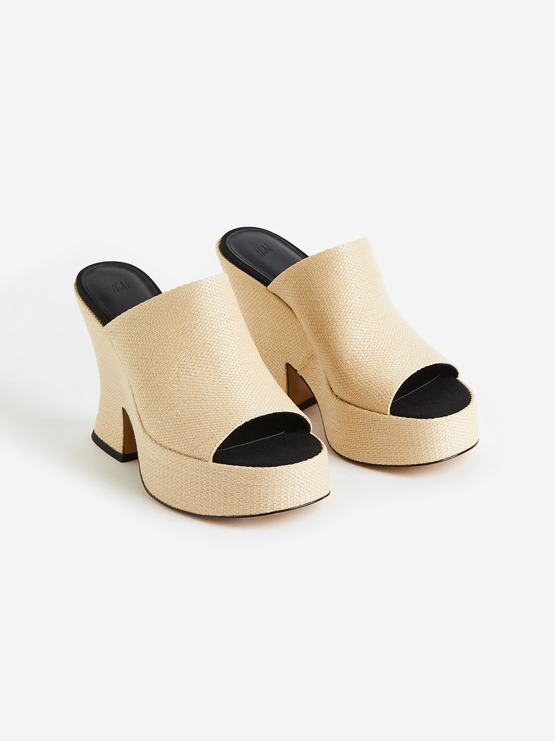 

H&M Woman Platform straw mules, Beige