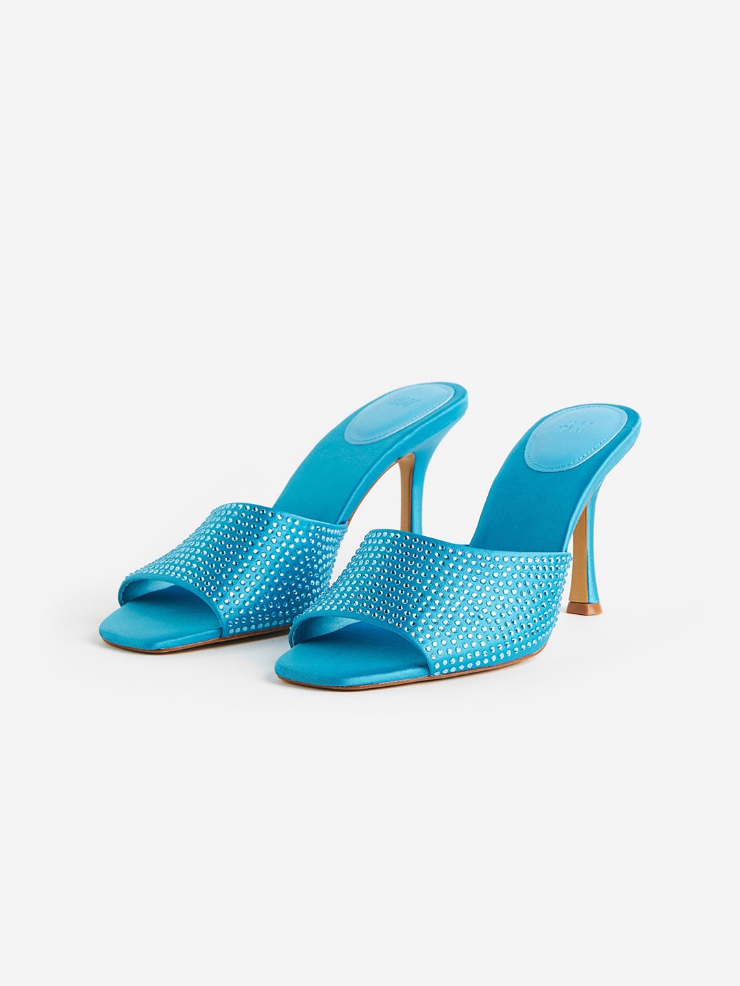 

H&M Woman Rhinestone-embellished mules, Turquoise blue
