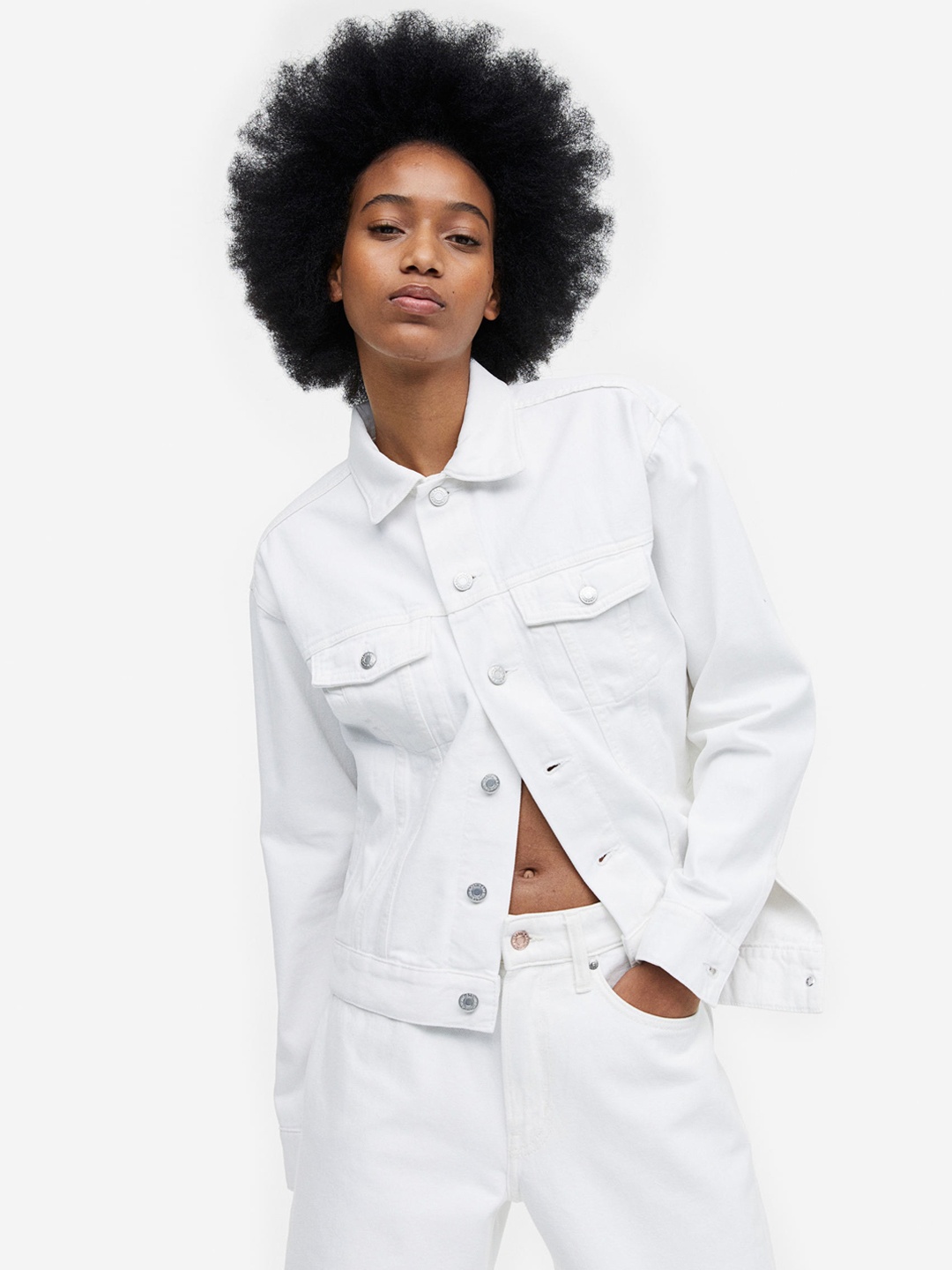 

H&M Woman Short denim jacket, White
