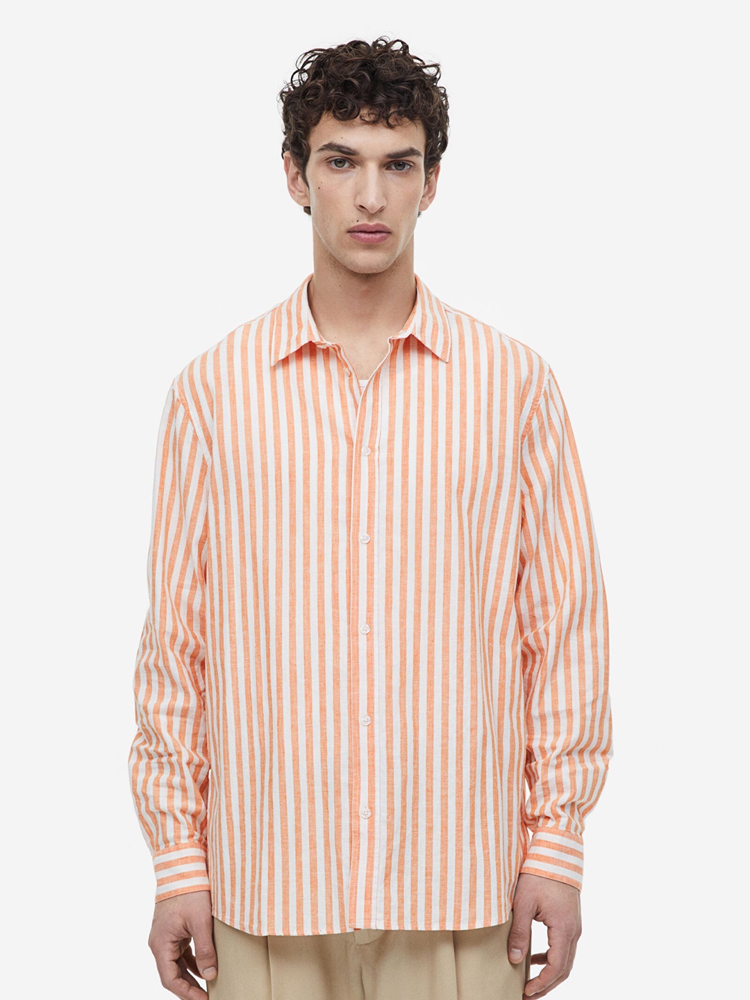 

H&M Men Regular Fit Linen-blend shirt, Multi