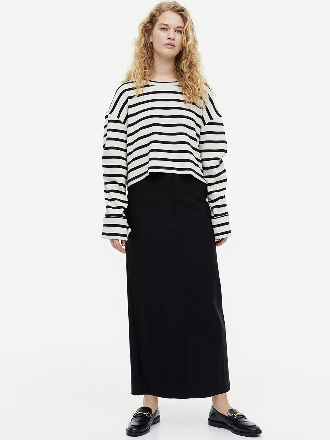 

H&M Poplin Column Skirt, Black