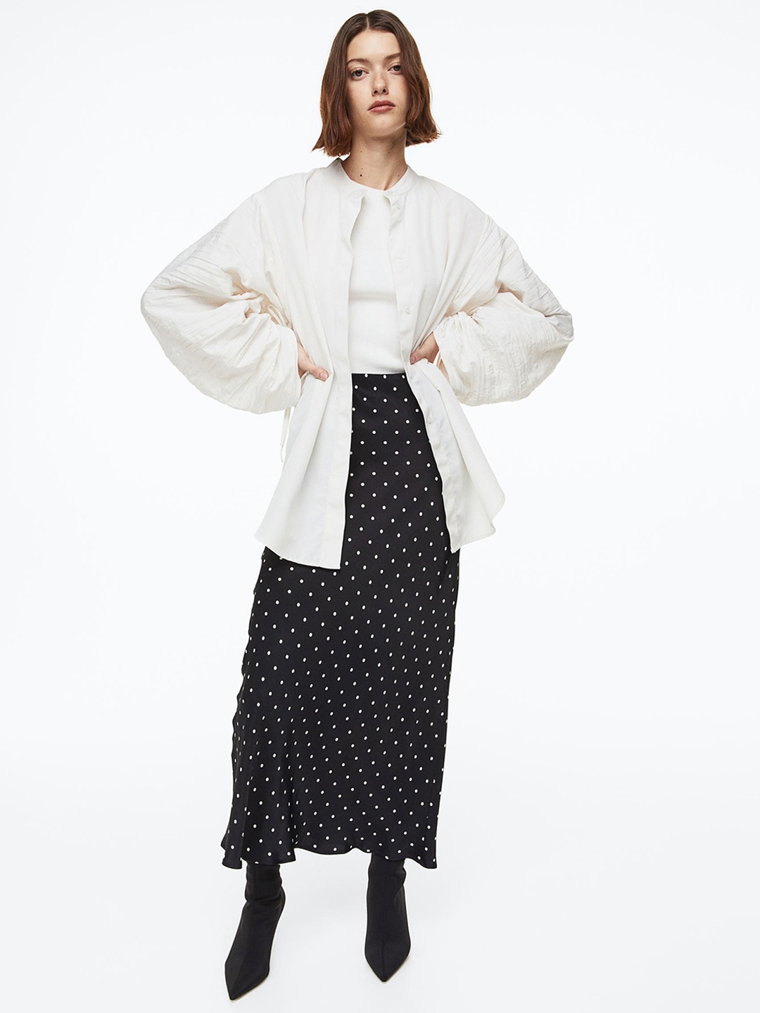 

H&M Satin Skirt, Black
