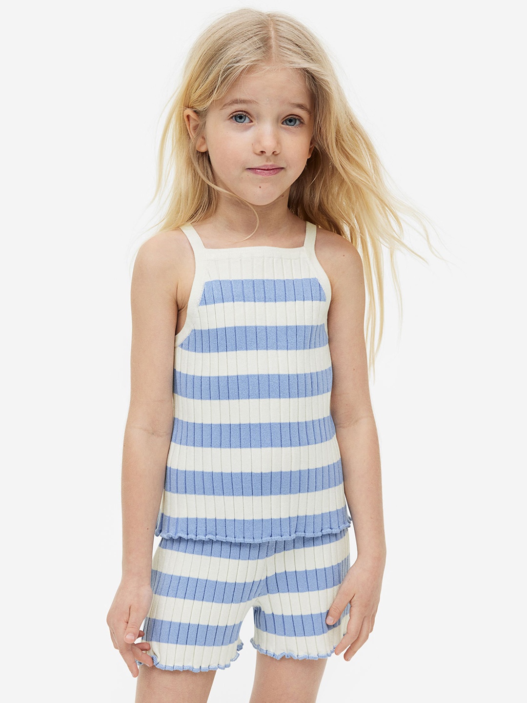 

H&M Girls 2-piece rib-knit set, Blue