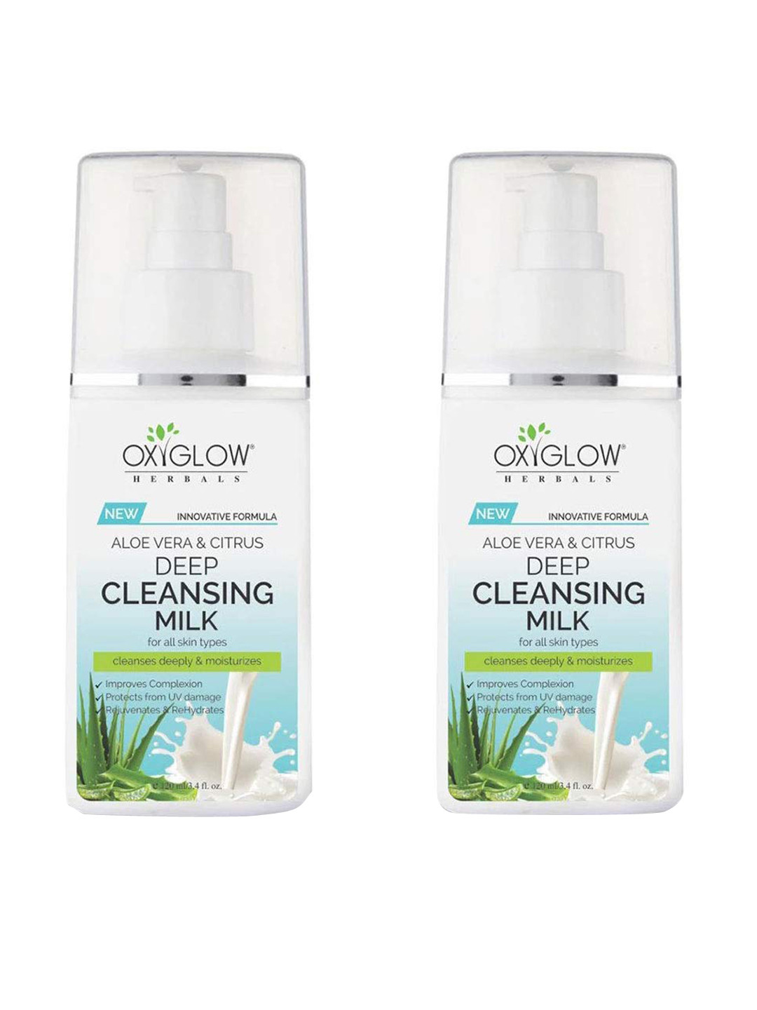 

Oxyglow Pack of 2 Aloe Vera And Lemon Deep Cleansing Milk 120ml, Na