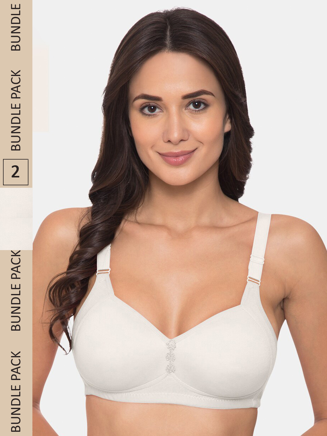 

KOMLI Pack Of 2 Lightly Padded Cotton All Day Comfort Seamless Minimizer Bra, Off white
