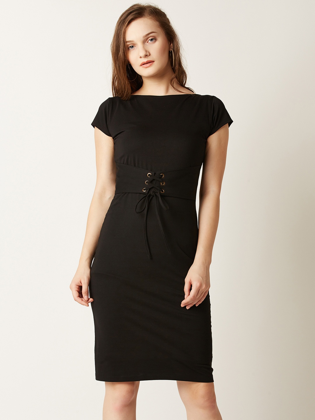 

Miss Chase Women Black Solid Sheath Dress