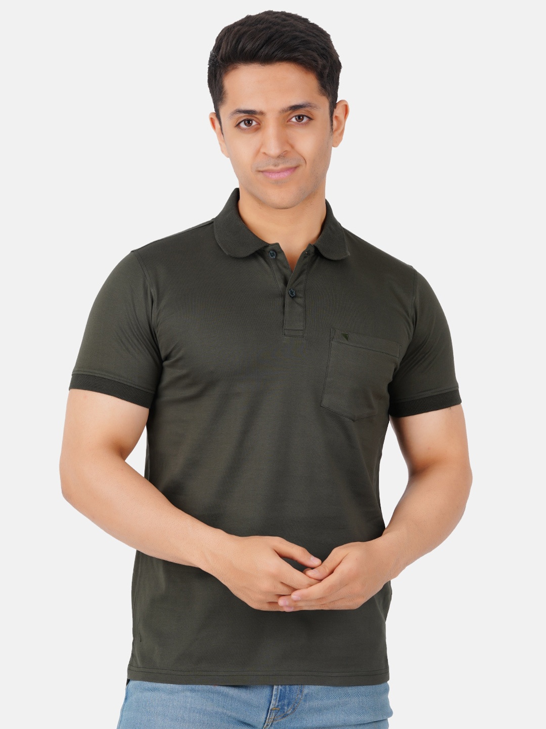 

Unibro Polo Collar Pure Cotton T-shirt, Olive