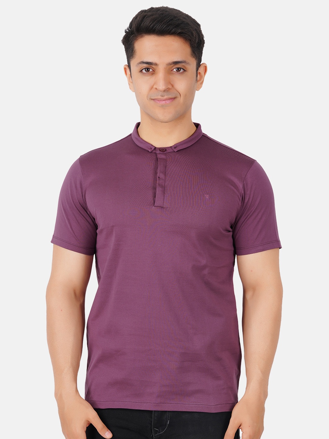 

Unibro Henley Neck Pure Cotton T-shirt, Violet