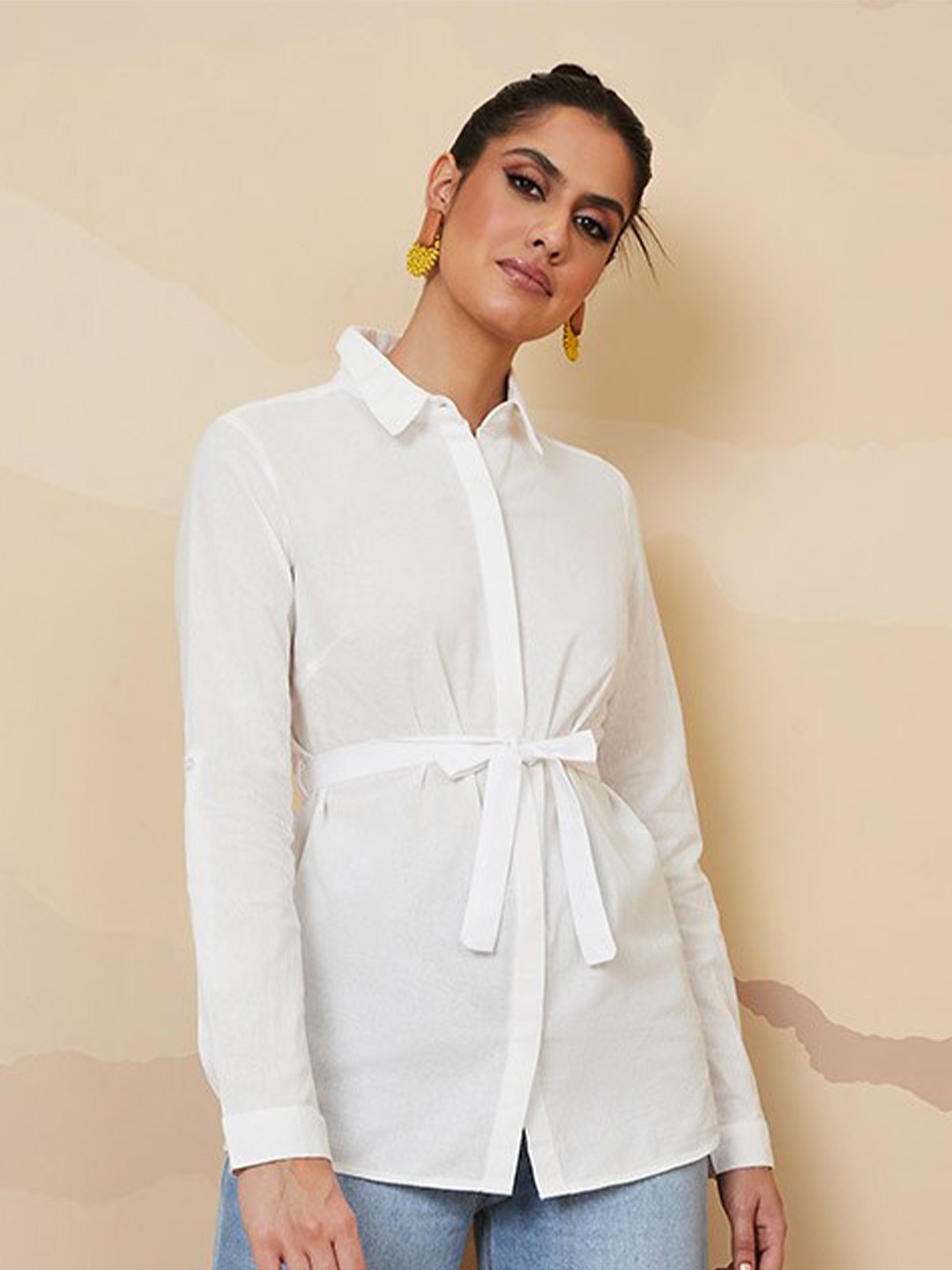 

Styli Women Tie-Up Casual Shirt, White