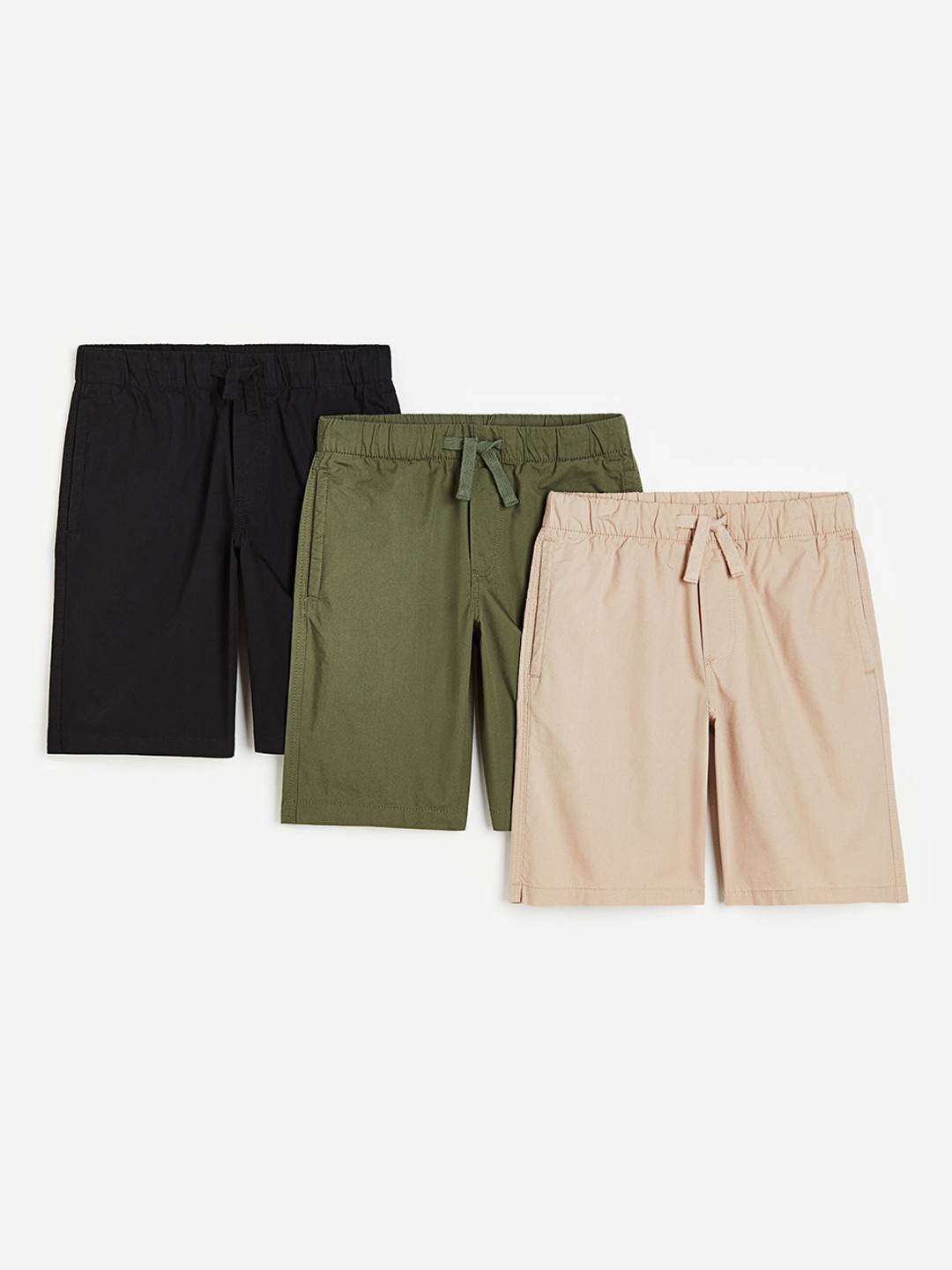 

H&M Boys Pure Cotton 3-Pack Pull-On Shorts, Beige