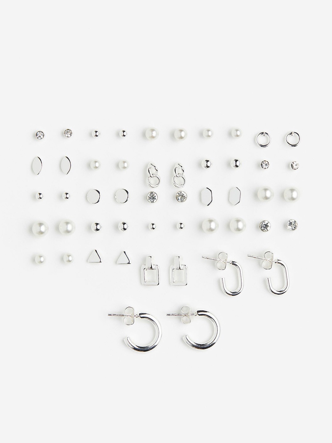 

H&M Woman 25 pairs earrings and studs, Silver