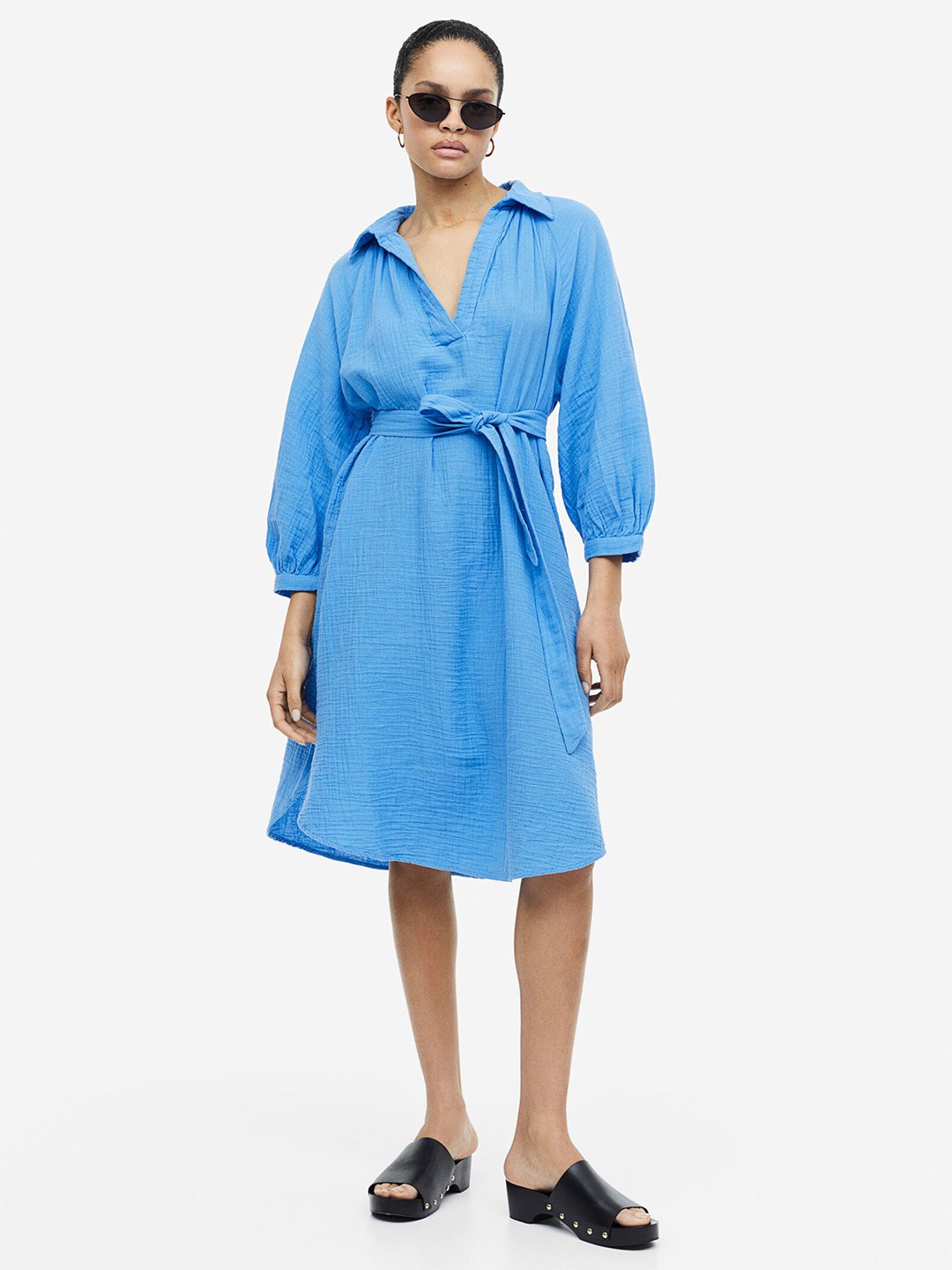 

H&M Tie-belt dress, Blue
