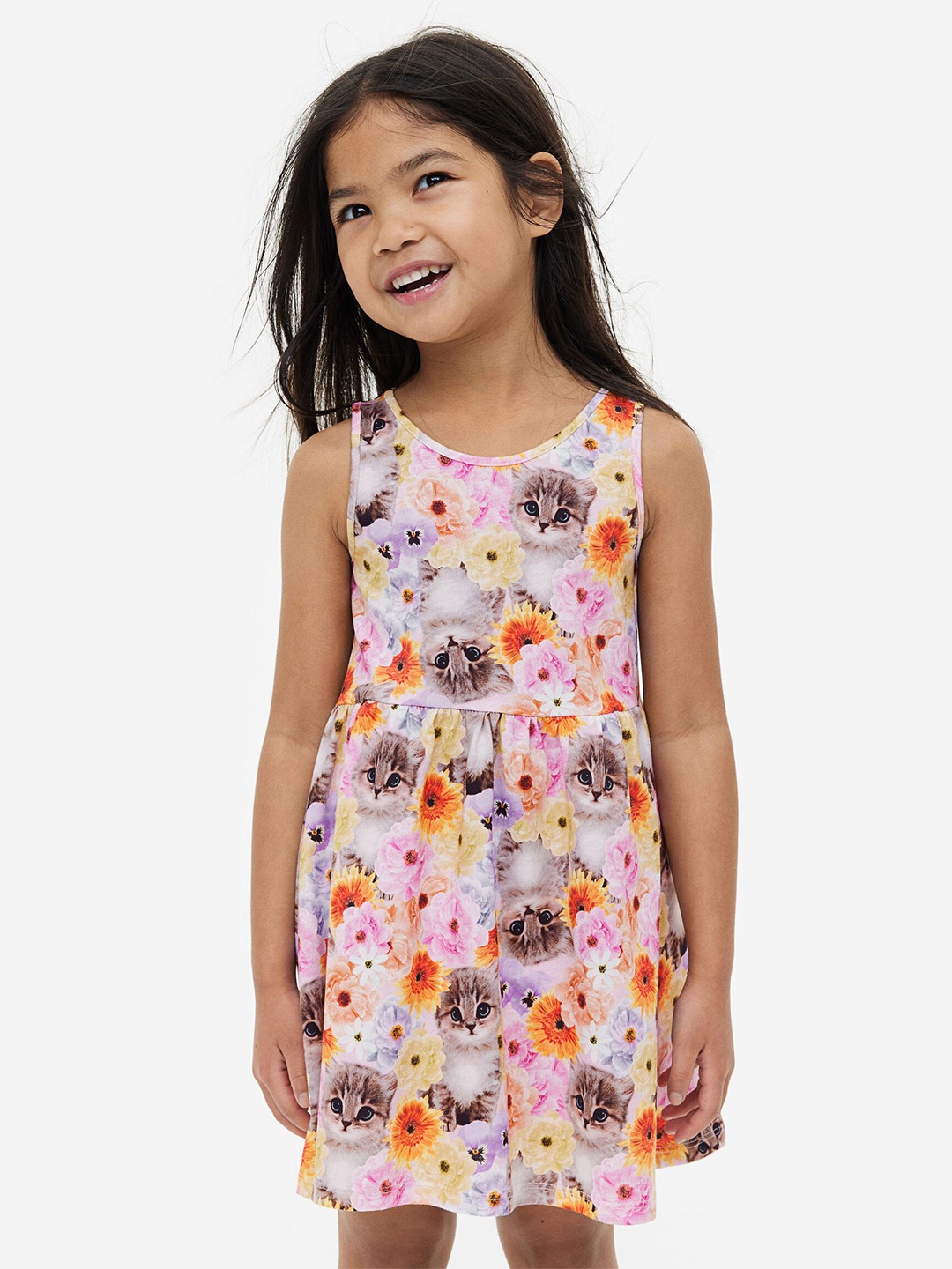 

H&M Girls Pure Cotton Patterned Cotton Dress, Multi