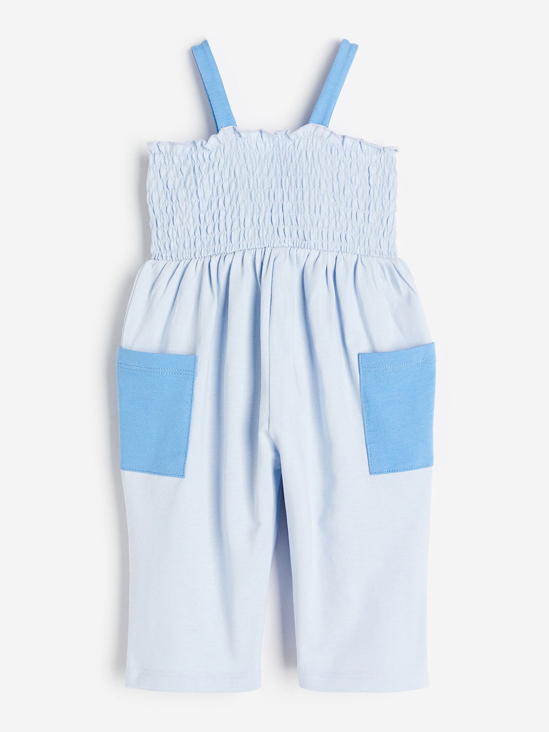 

H&M Girls Smocked Pure Cotton Romper Suit, Blue