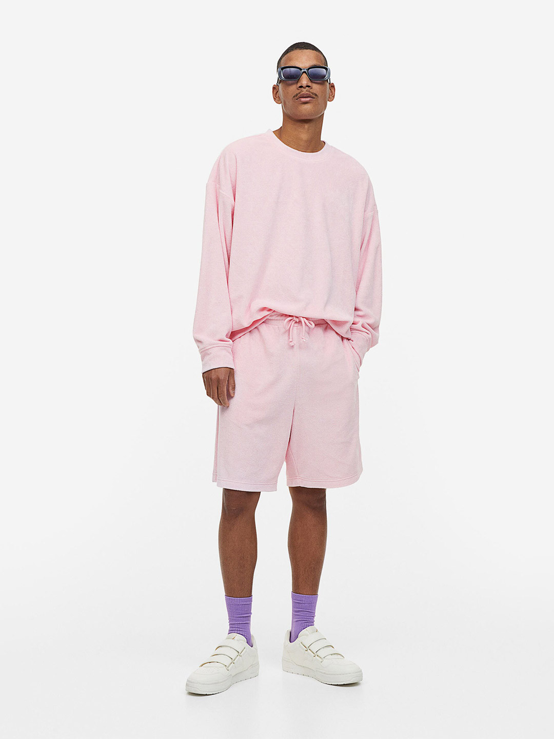 

H&M Men Oversized Fit Terry Sweatshirt, Pink