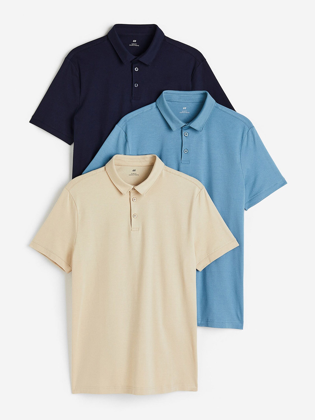 

H&M Men 3-pack Slim Fit Polo shirts, Beige