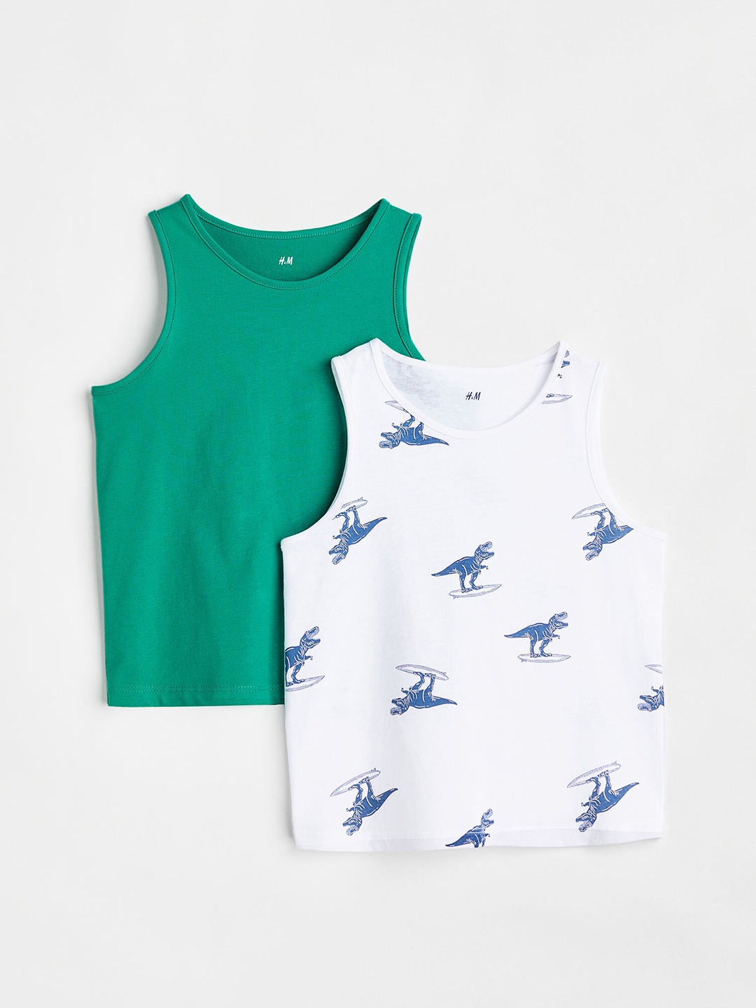 

H&M Boys 2-pack cotton vest tops, Green