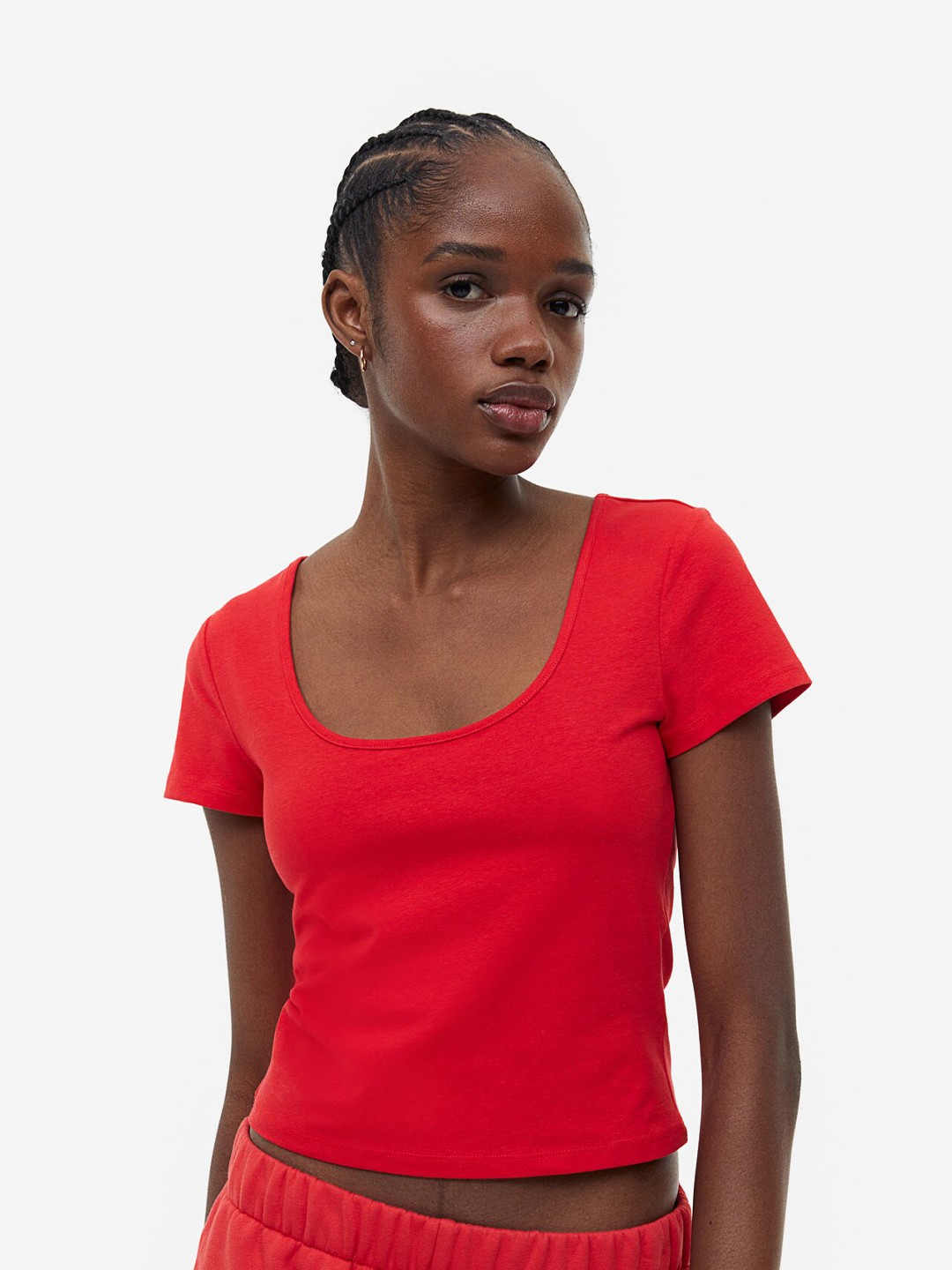 

H&M Woman Cotton jersey top, Red