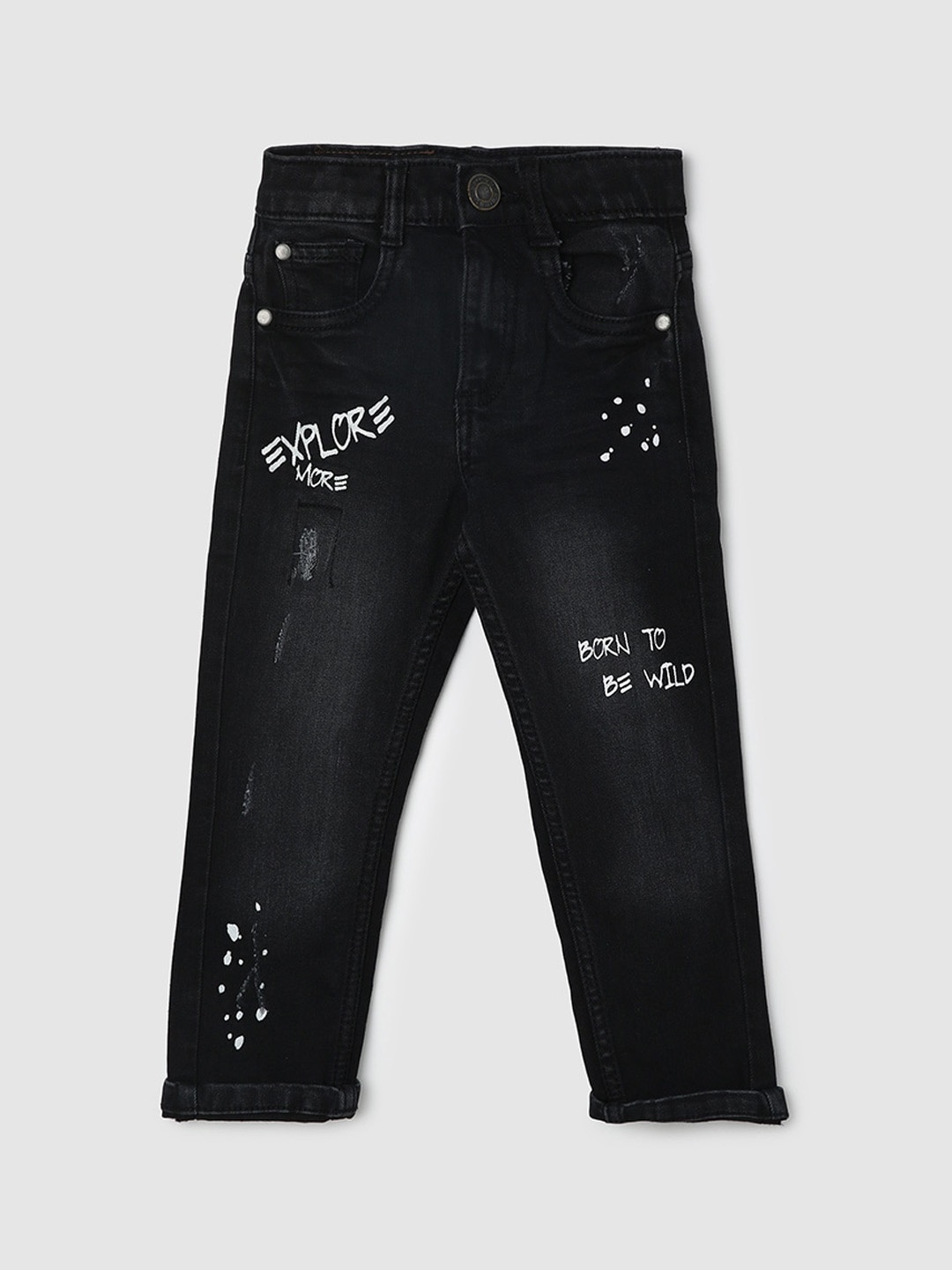 

max Boys Mid-Rise Regular Fit Jeans, Black