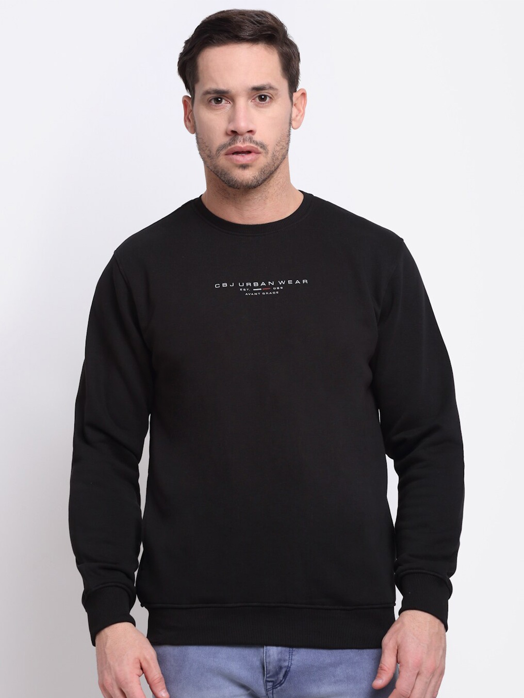 

Cantabil Typography Printed Fleece Sweatshirt, Black