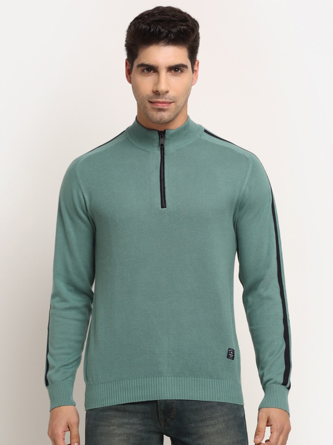 

Cantabil Mock Collar Cotton Pullover, Green