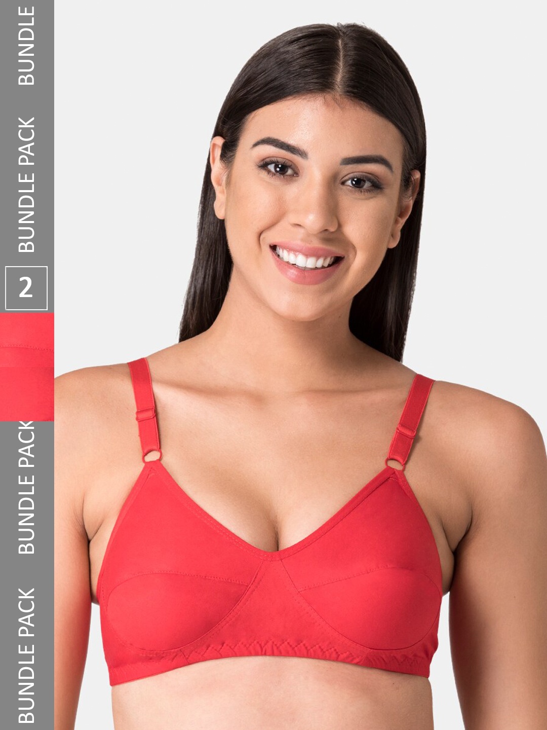 

KOMLI Non-Padded Full Coverage Pure Cotton Everyday Bra, Red