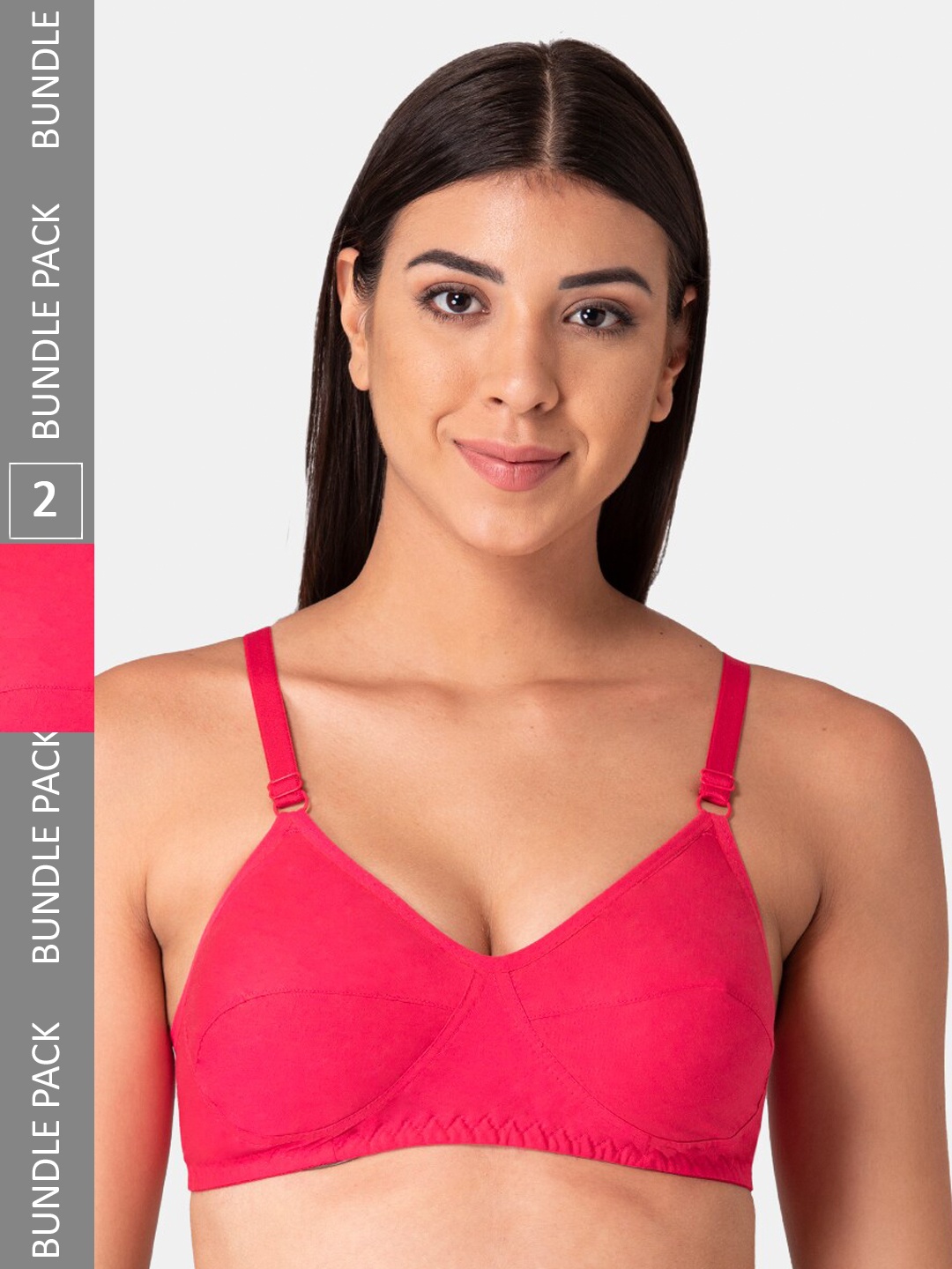 

KOMLI Non-Padded Full Coverage Pure Cotton Everyday Bra, Pink