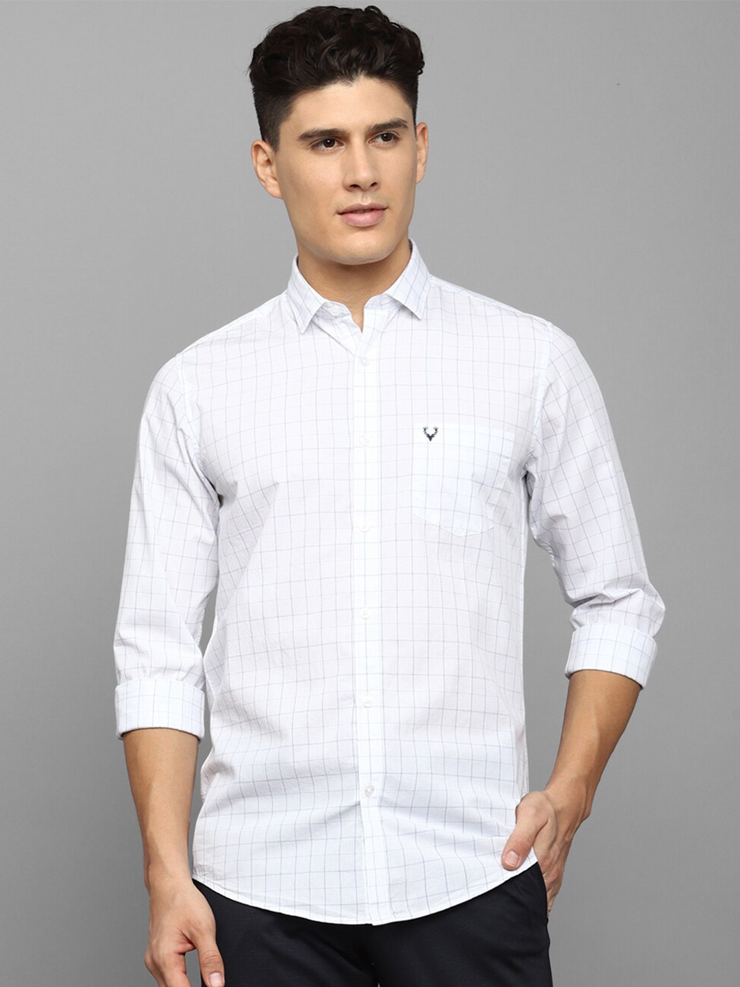 

Allen Solly Slim Fit Windowpane Checked Pure Cotton Casual Shirt, White