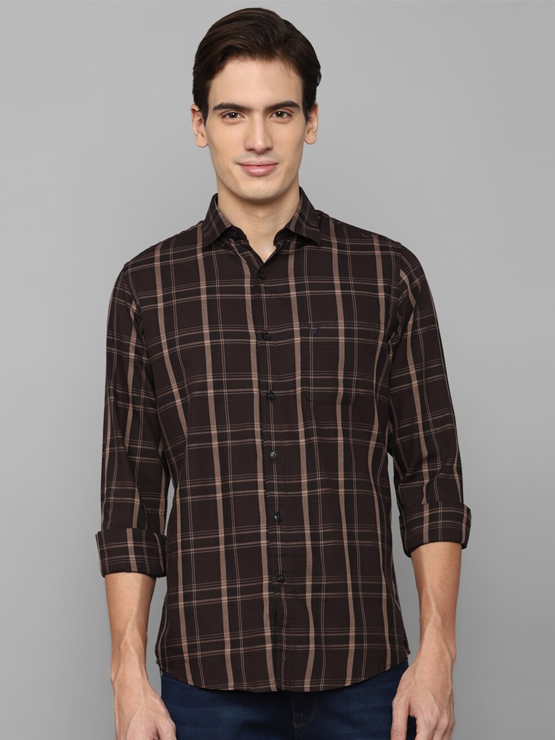 

Allen Solly Slim Fit Checked Pure Cotton Casual Shirt, Brown