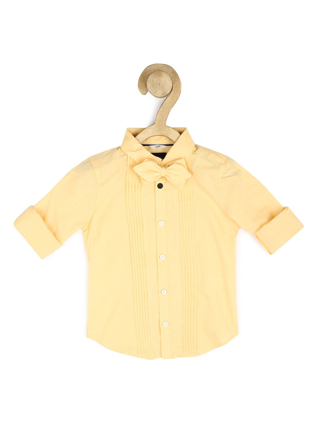 

Allen Solly Junior Boys Bow Pleated Slim Fit Formal Cotton Shirt, Yellow